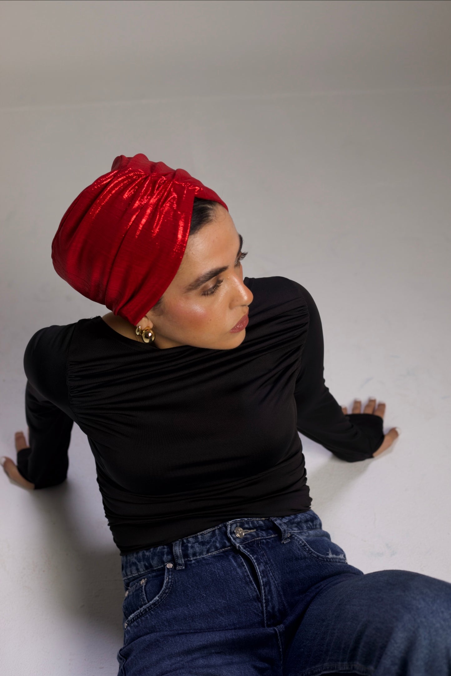 Shimmery Cherry Classic Drape Turban