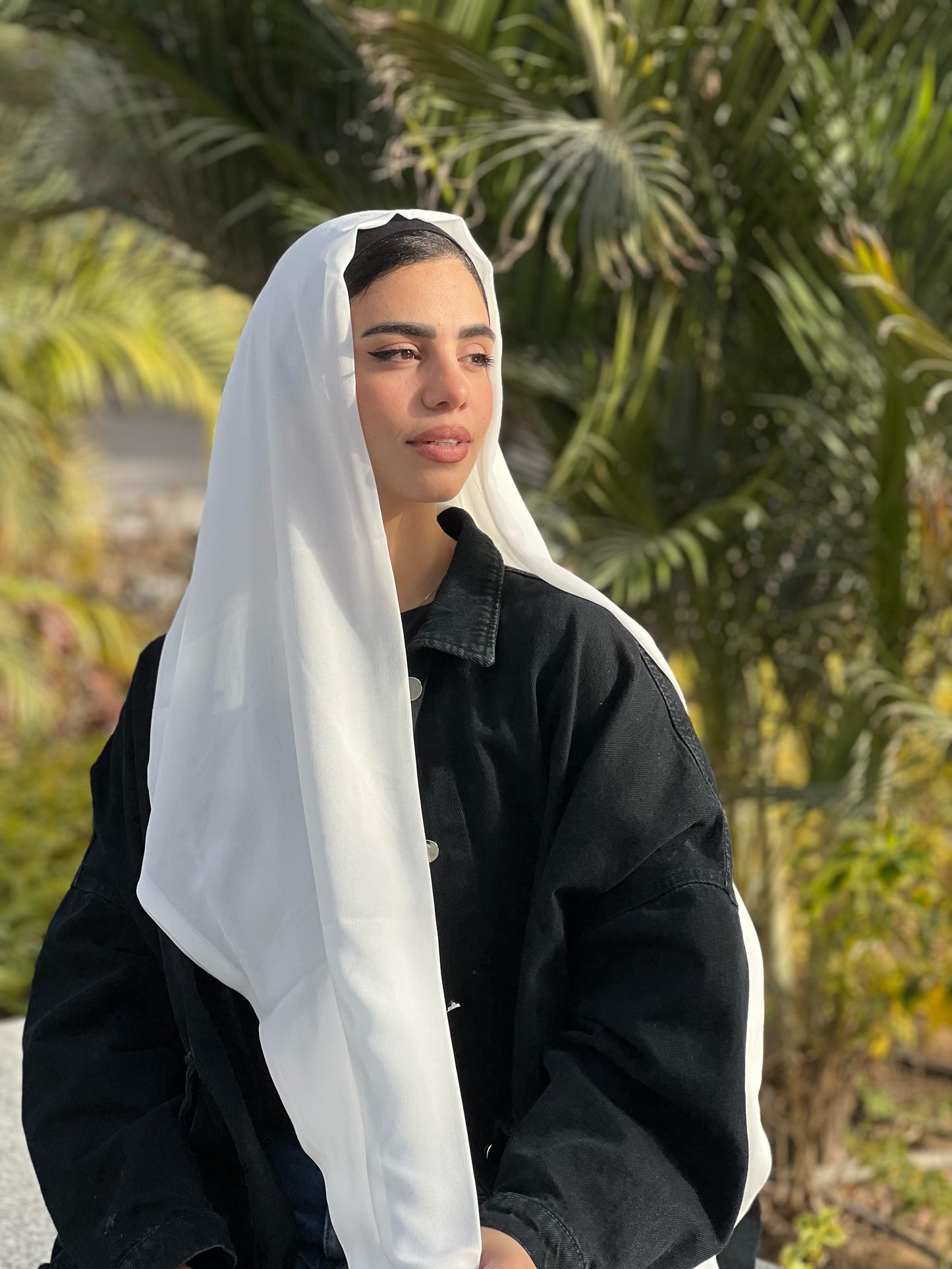 Turkish Double Layer Chiffon White Scarf