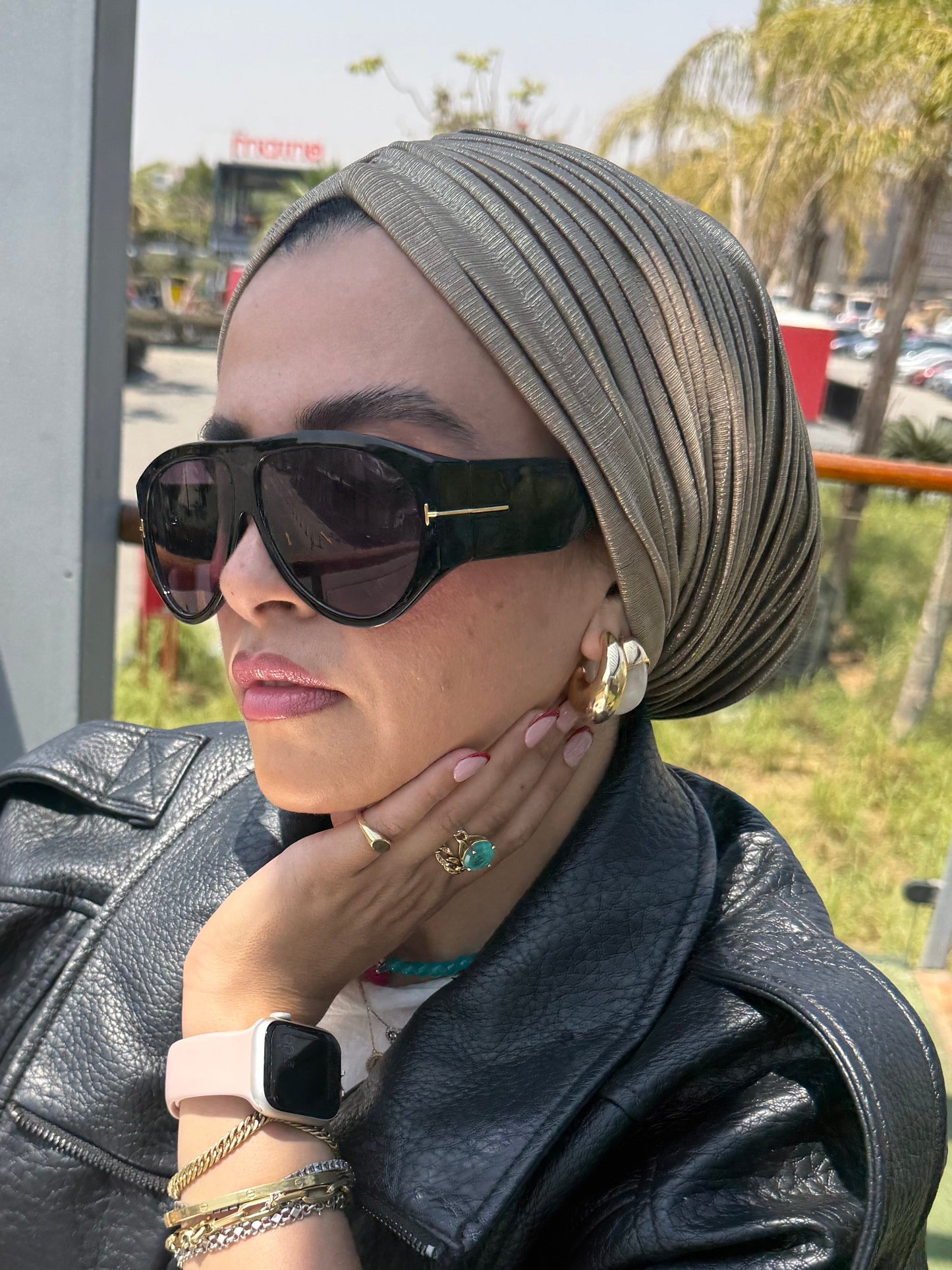 Golden Champagne Whisper Light Shimmer Turban