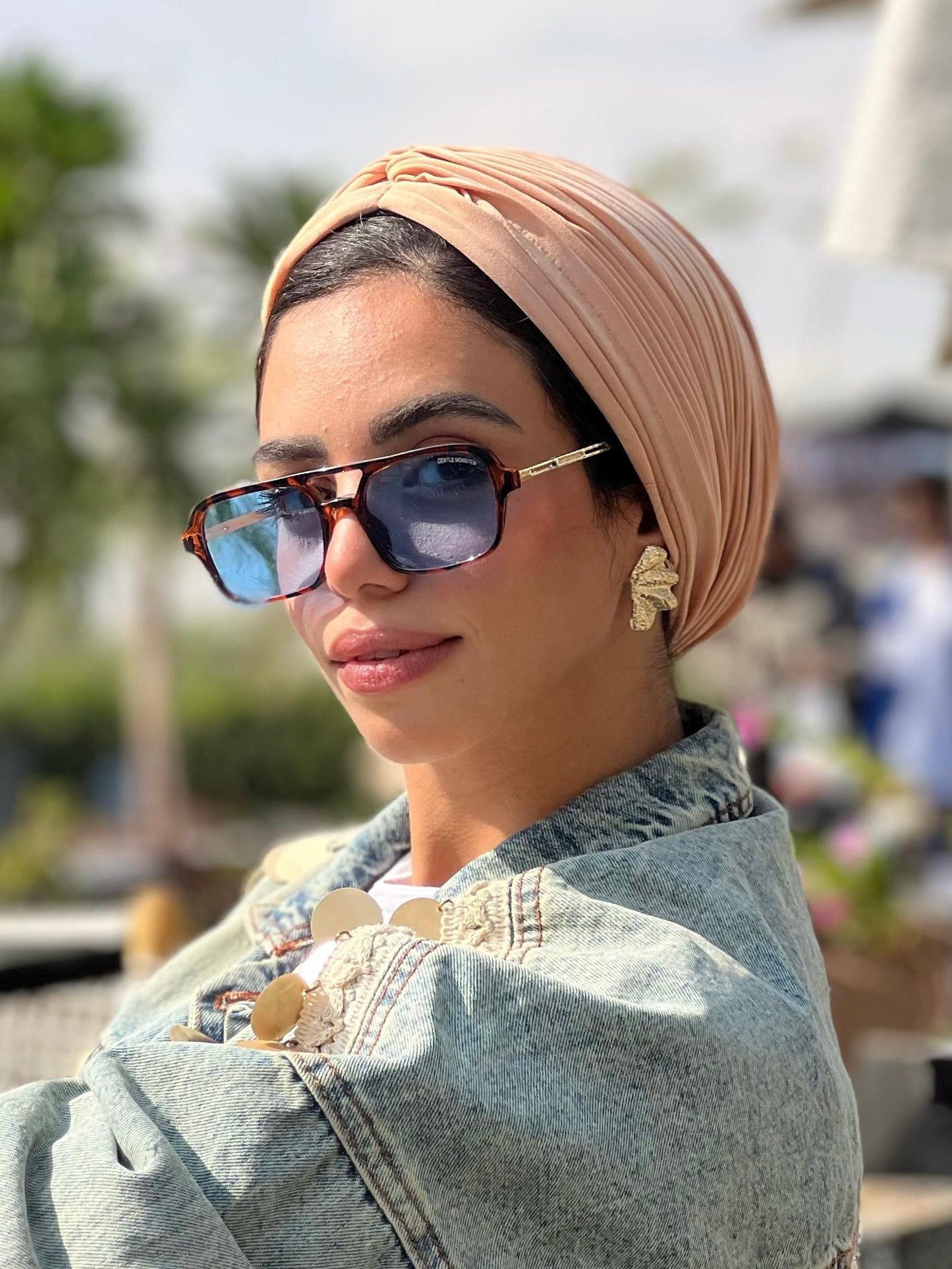 Peach Whisper Drape Turban