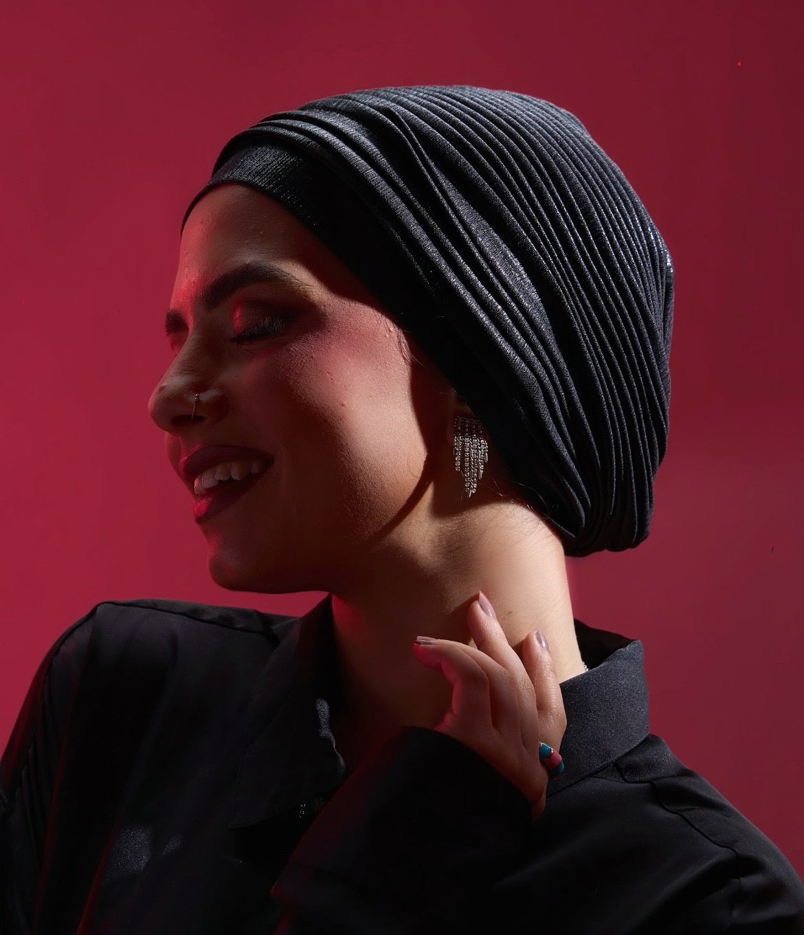 Black Whisper Drape Turban (DUAL LOOKS)