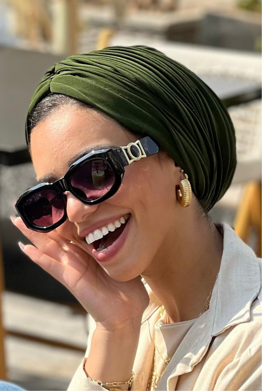 Army Green Casual Whisper Drape Turban