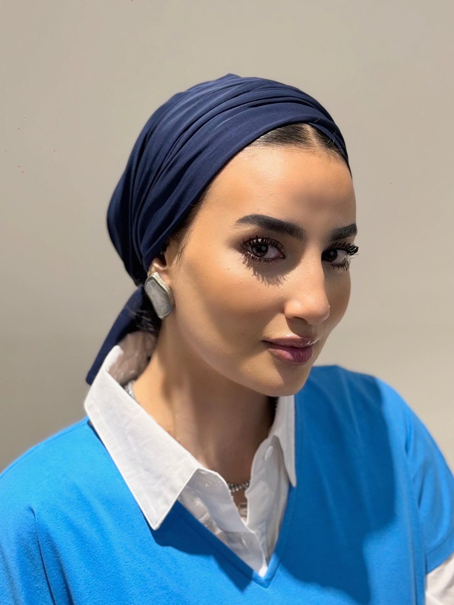Navy Blue Summer Twist Turban