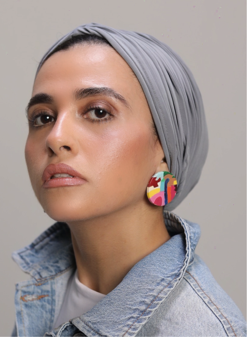 Gray Whisper Drape Turban
