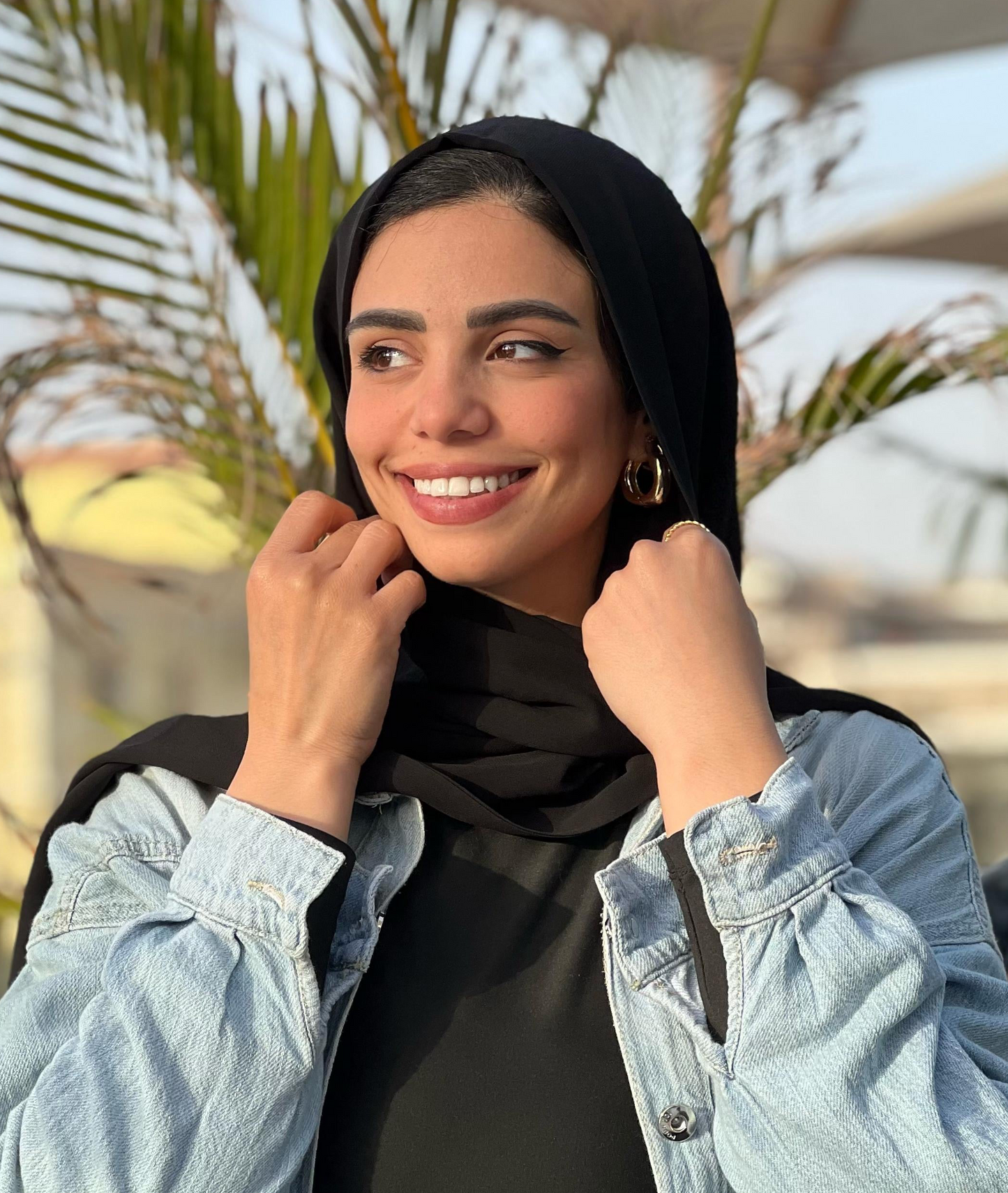 Turkish Double Layer Chiffon Scarf Black