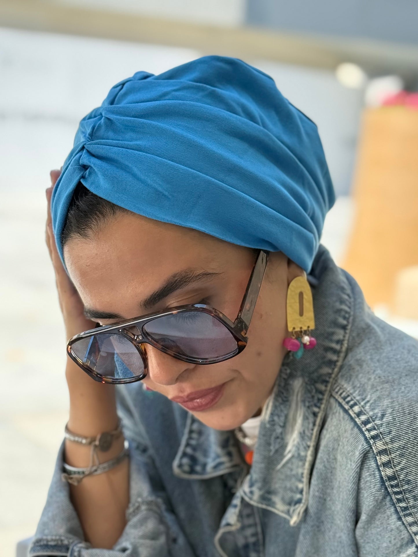 Turquoise Pure Cotton Turban