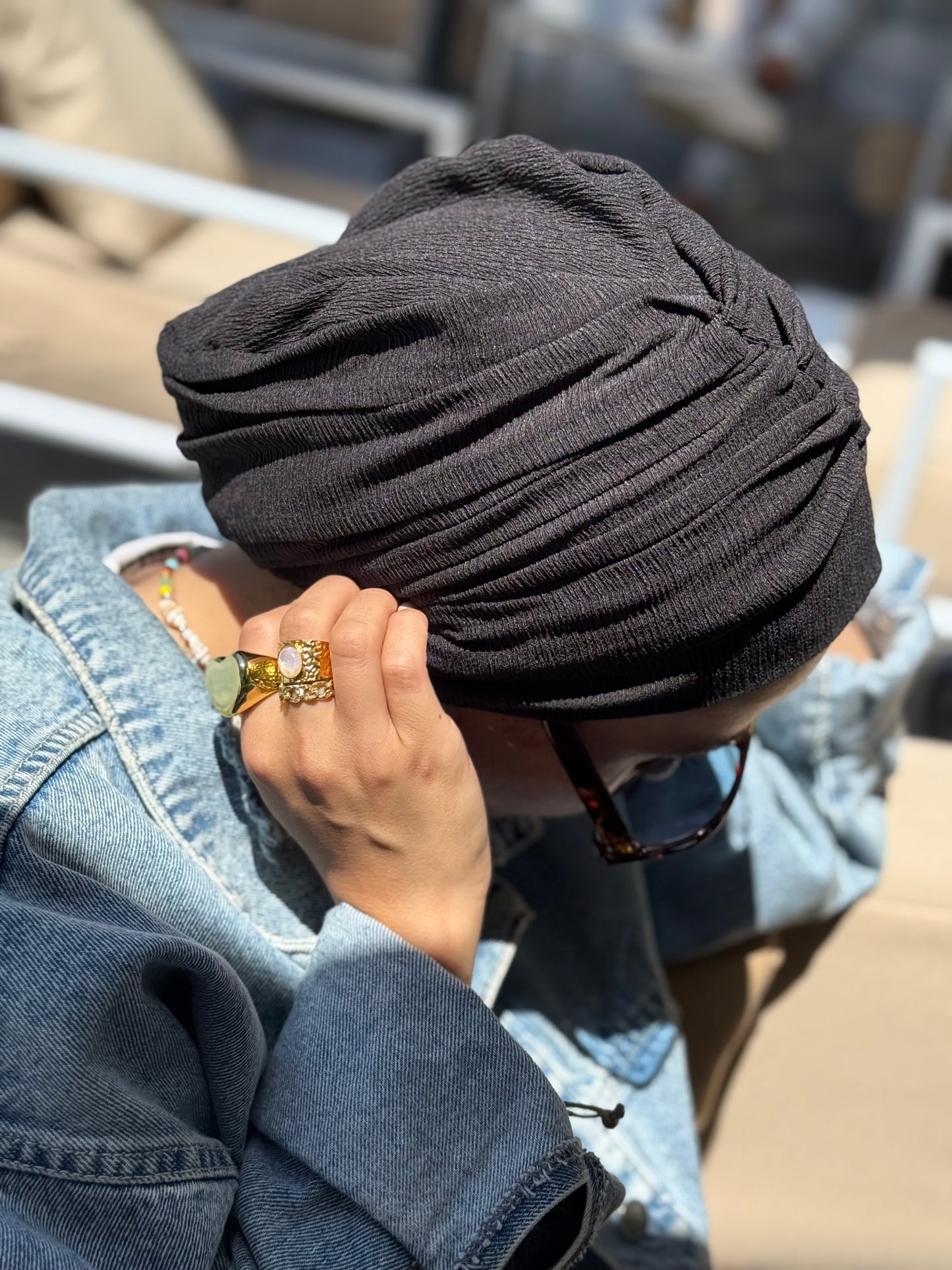 Black Soft Cruchee Turban