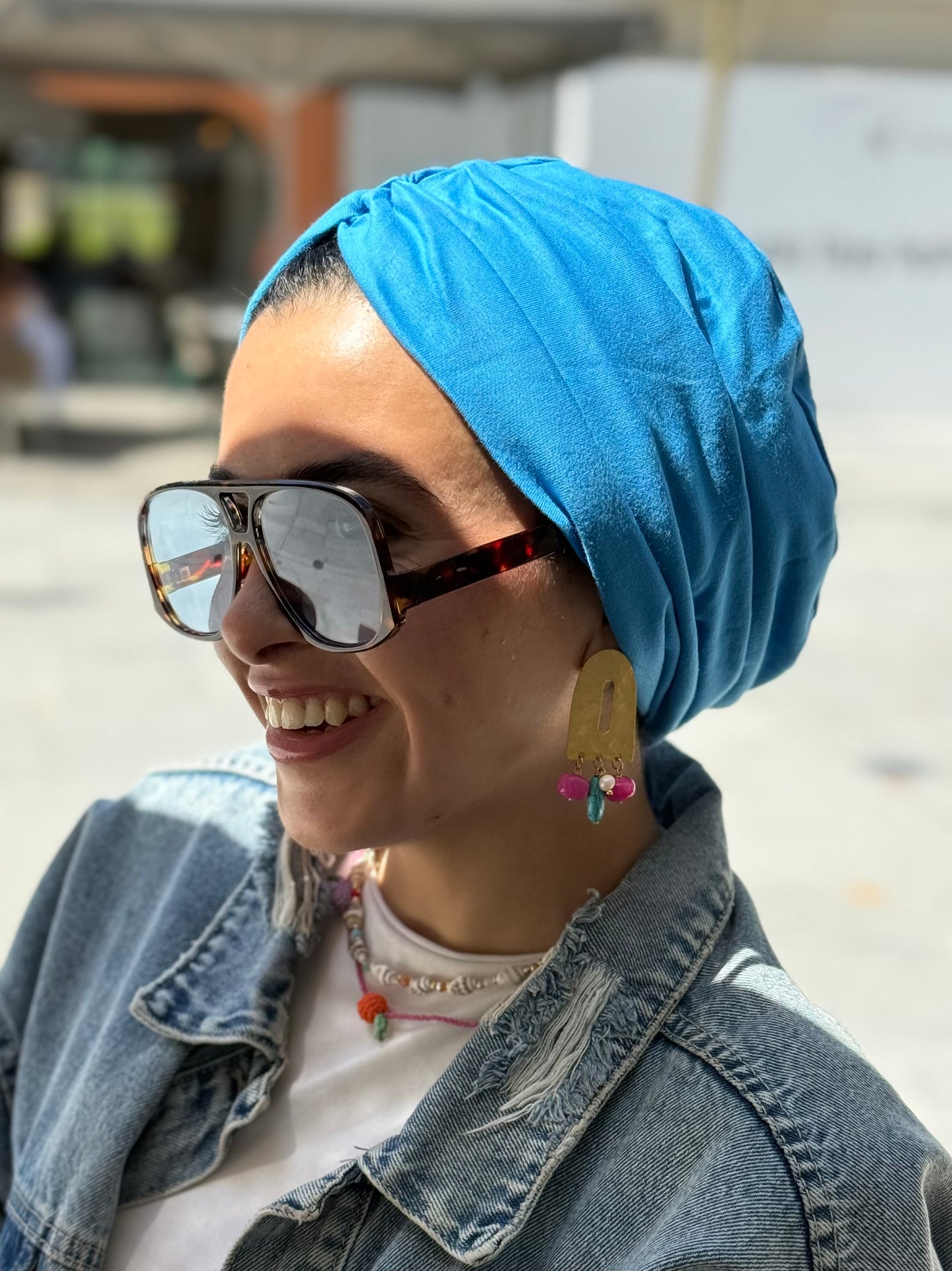 Turquoise Pure Cotton Turban