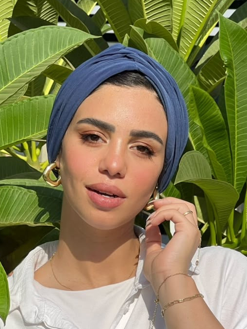Denim Blue Whisper Drape Turban