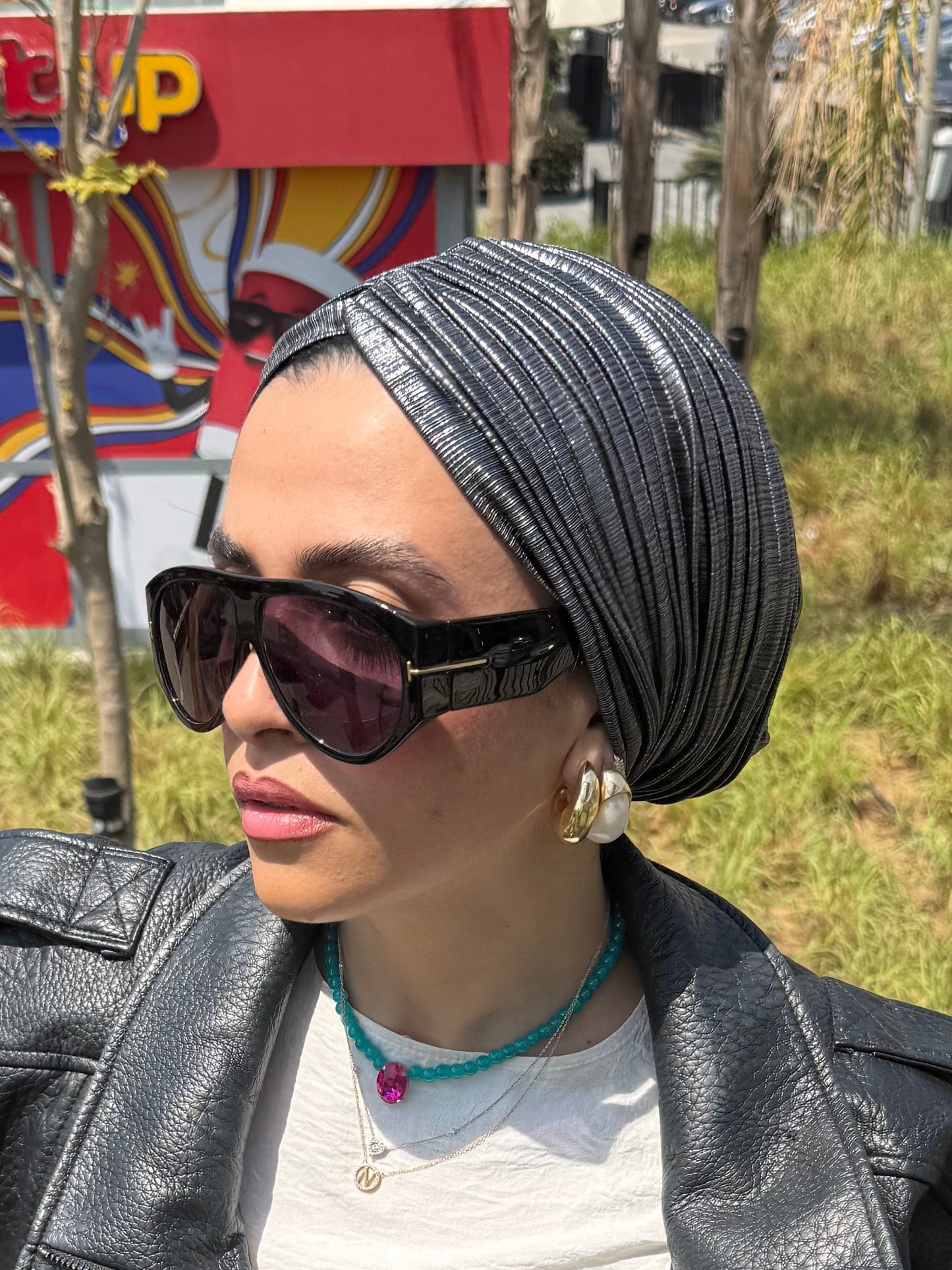 Silver Whisper Light Shimmer Turban