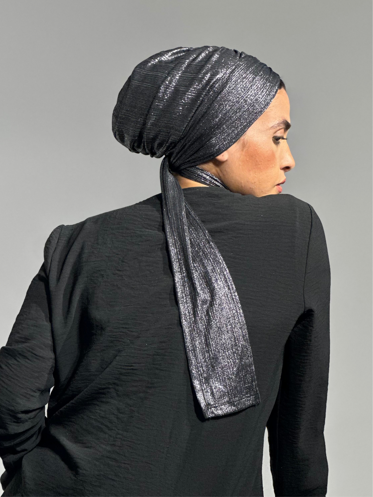 Silver Grey Eclipse Wrap Turban
