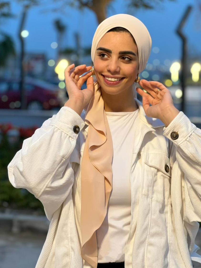 Chiffon Double Layer Crème Scarf