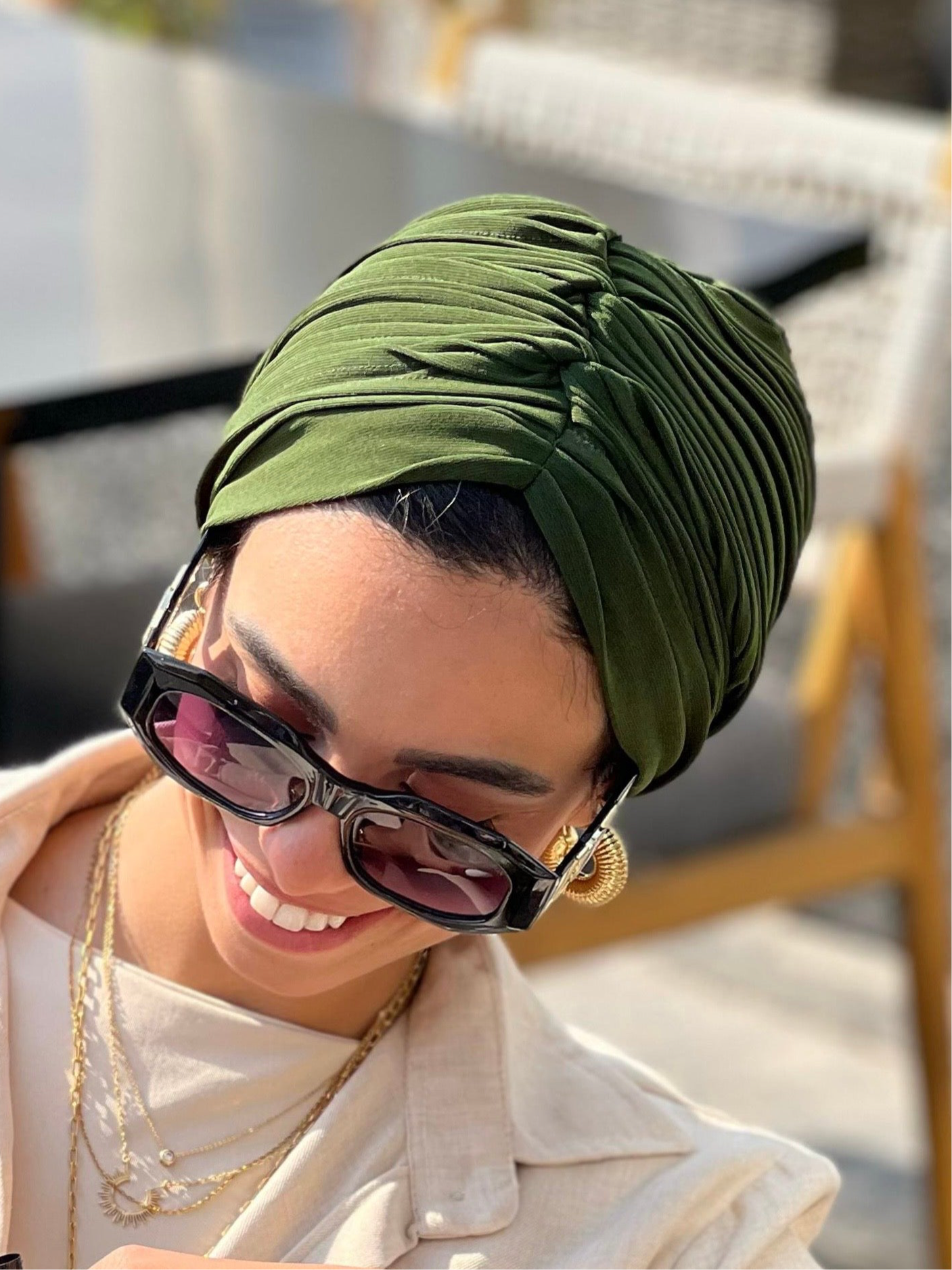 Army Green Casual Whisper Drape Turban