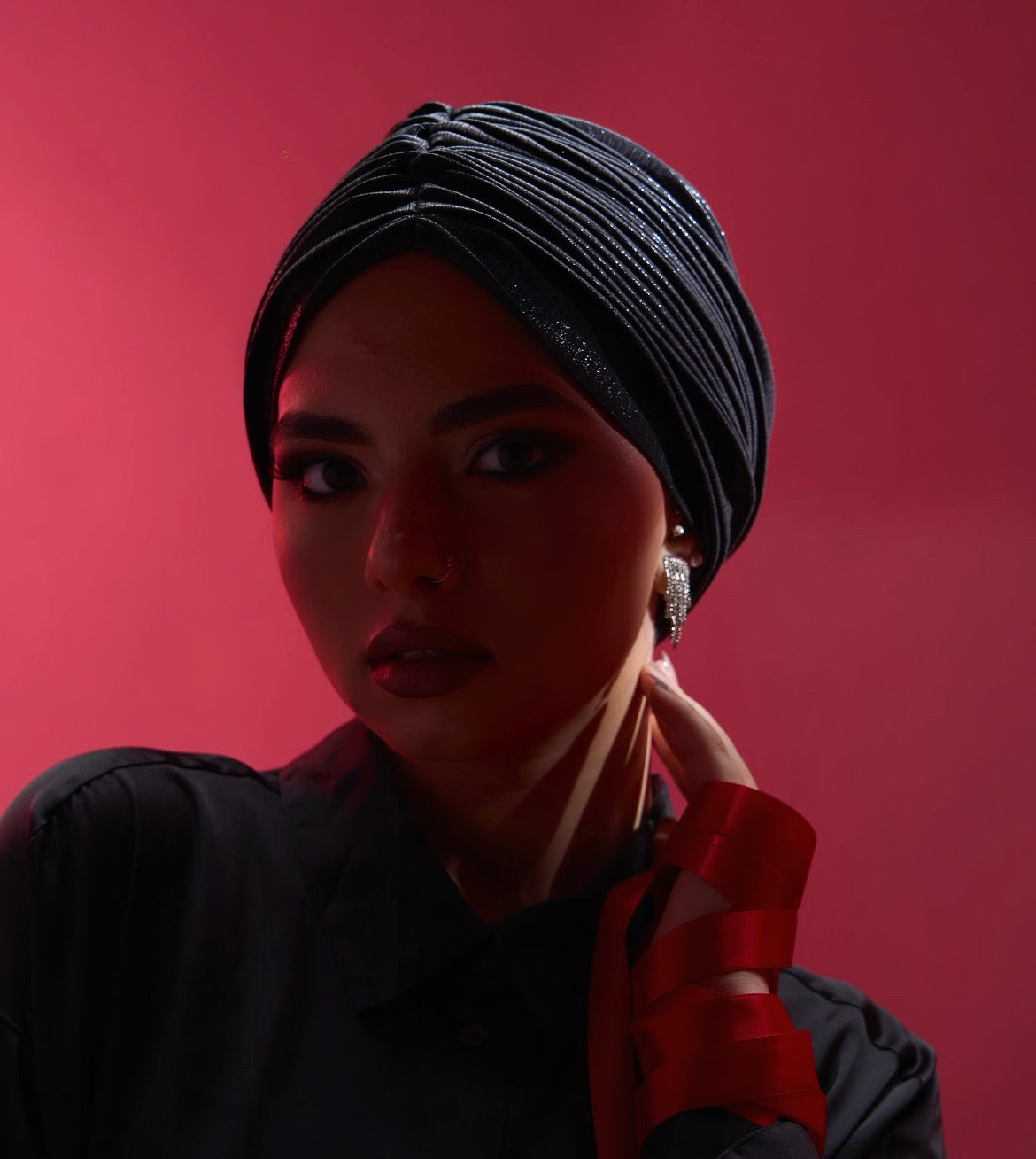 Black Whisper Drape Turban (DUAL LOOKS)