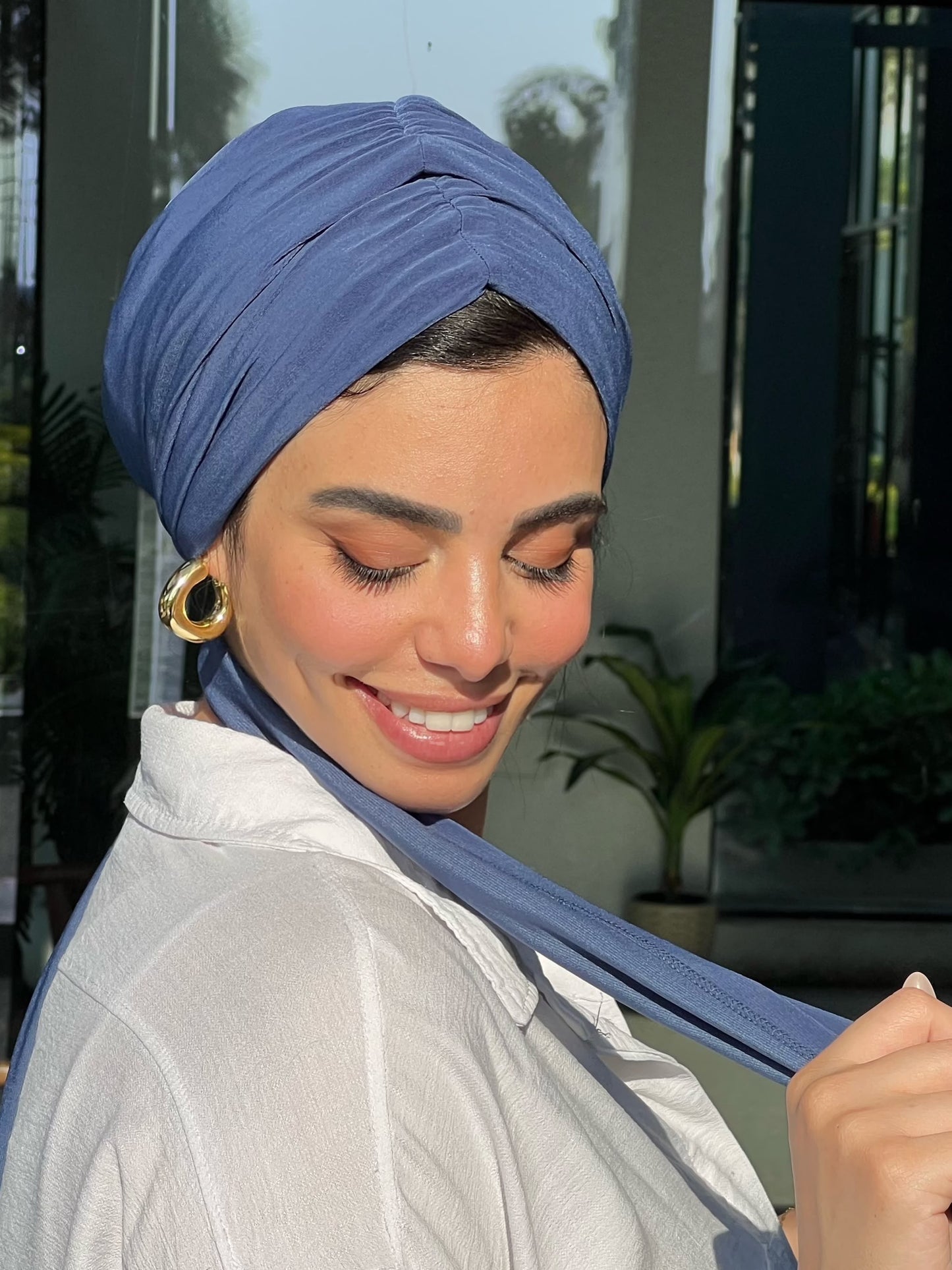 Denim Blue Eclipse Wrap Turban