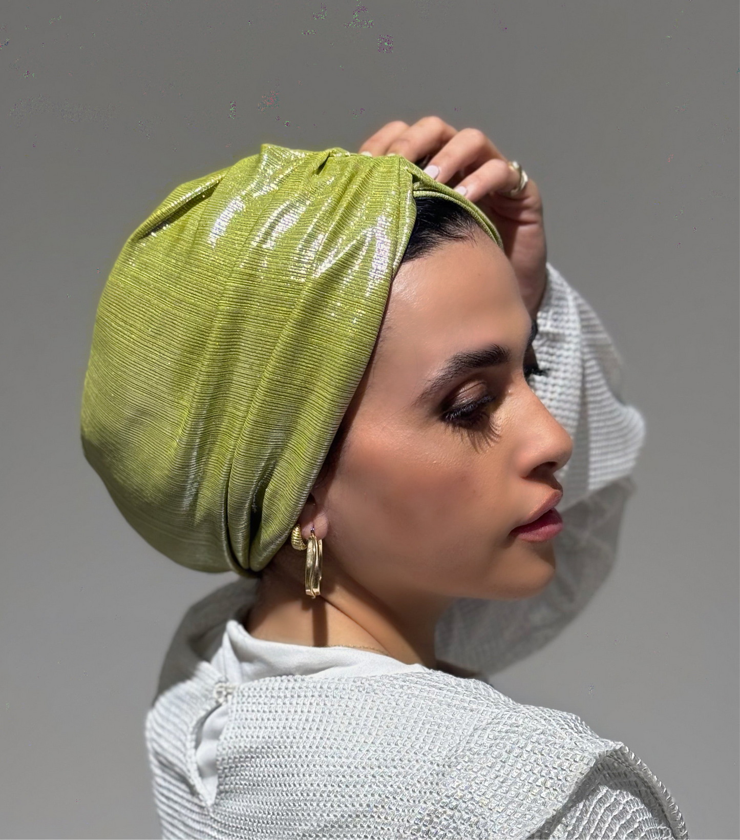 Green Apple Shimmery Classic Drape Turban
