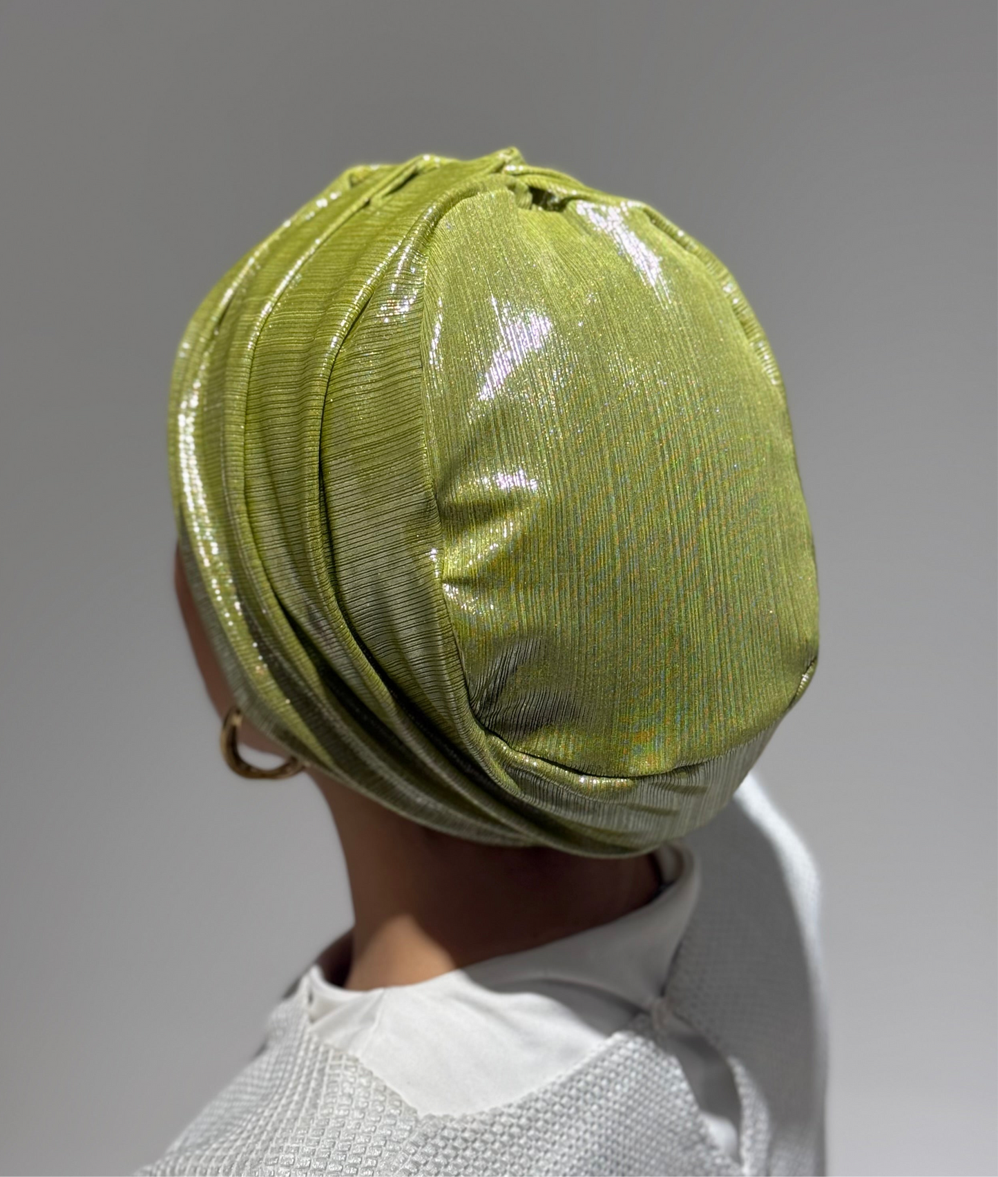 Green Apple Shimmery Classic Drape Turban