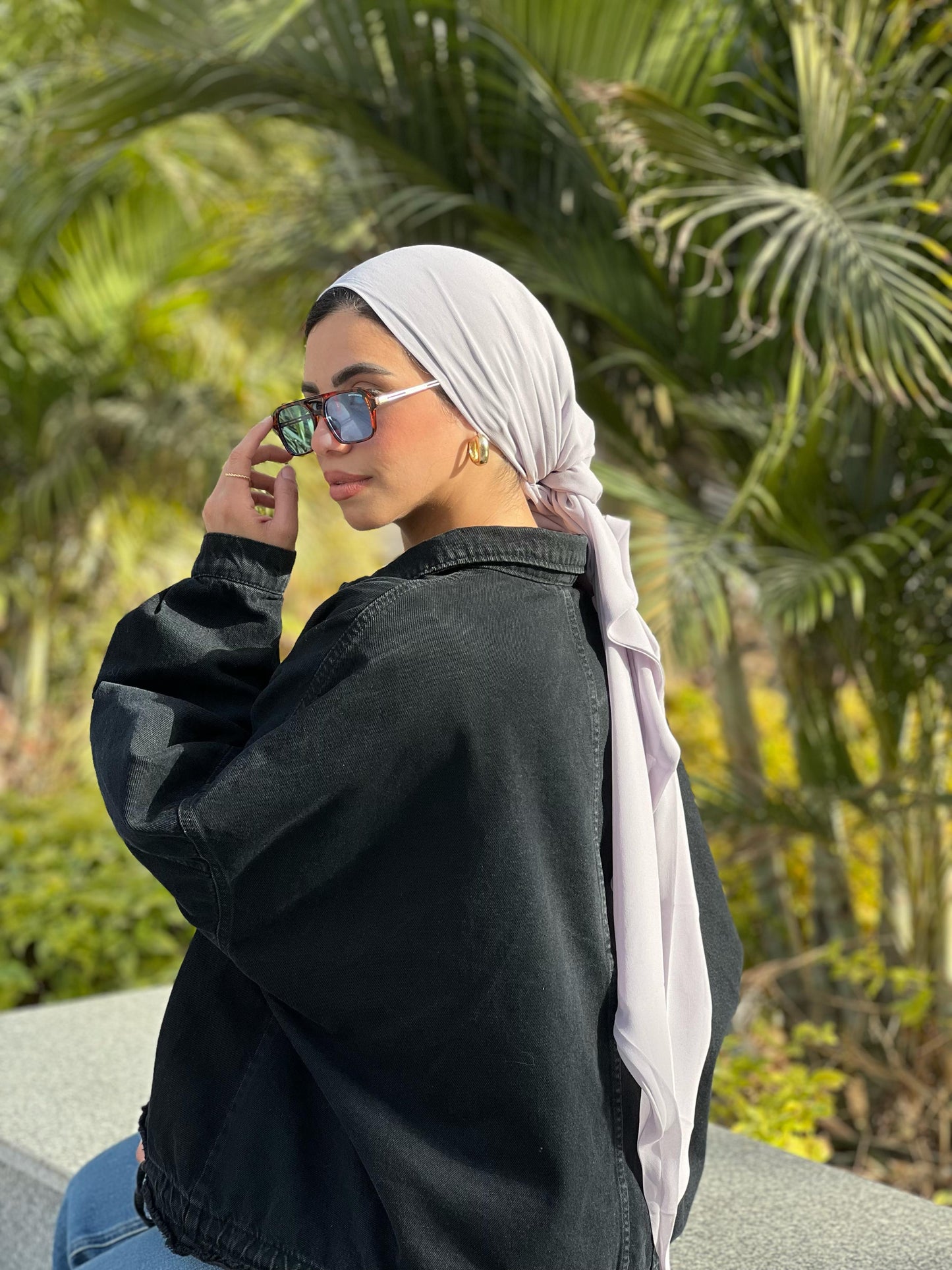 Turkish Double Layer Chiffon Scarf LavendarGray