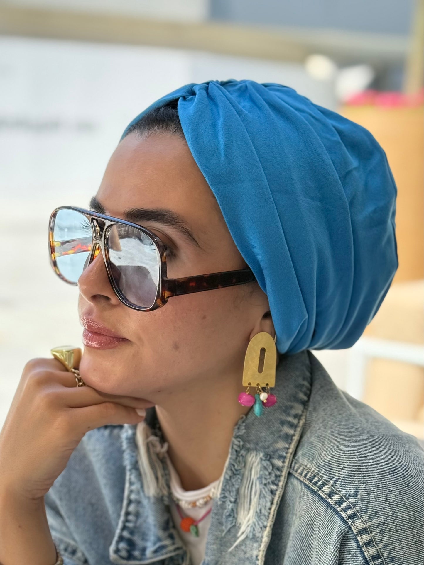 Turquoise Pure Cotton Turban