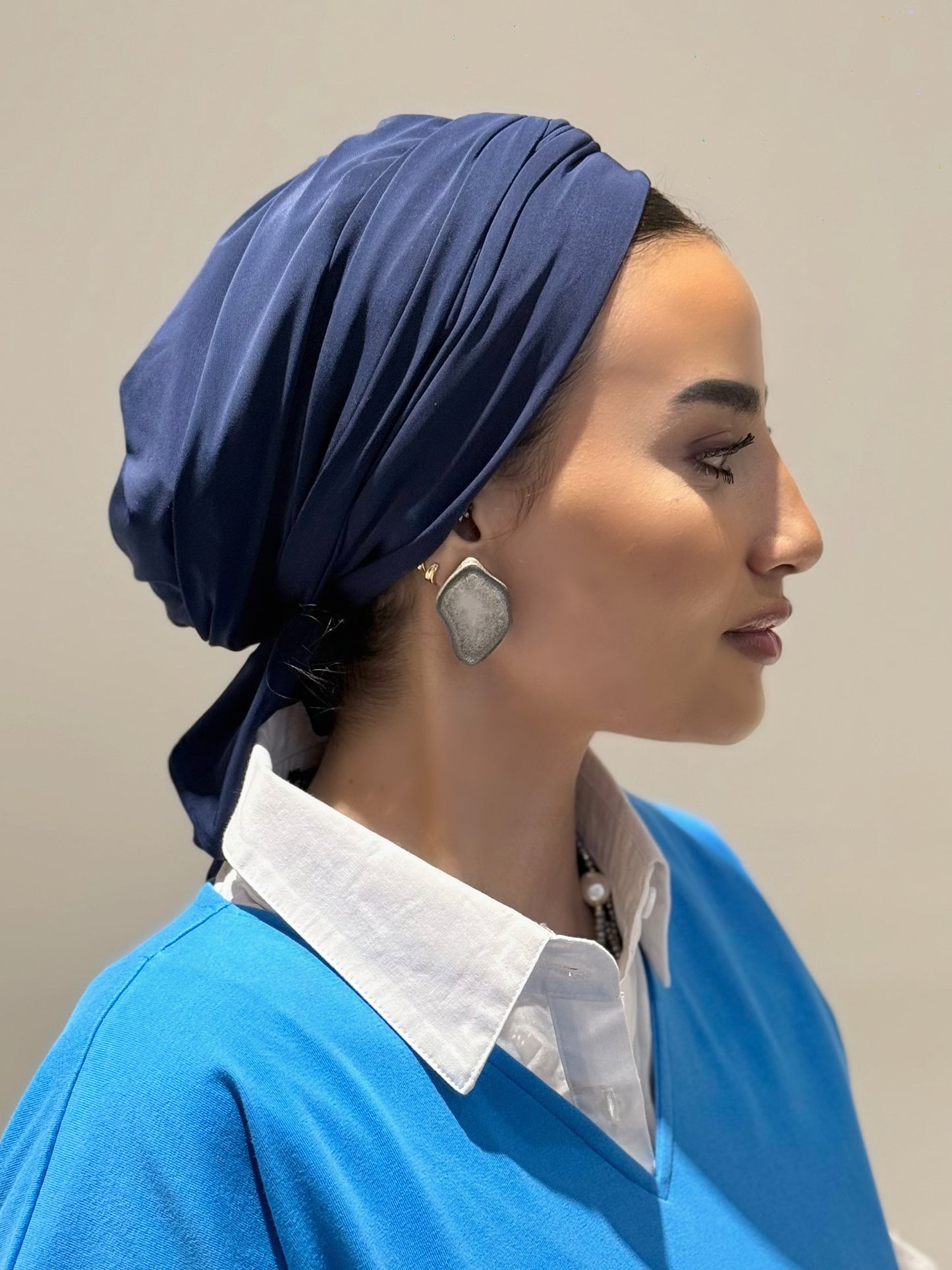 Navy Blue Summer Twist Turban