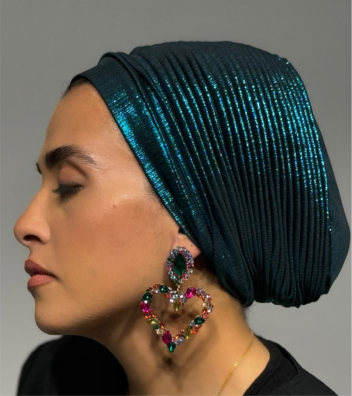 Wild Cyan Blue Whisper Drape Turban (DUAL LOOKS)
