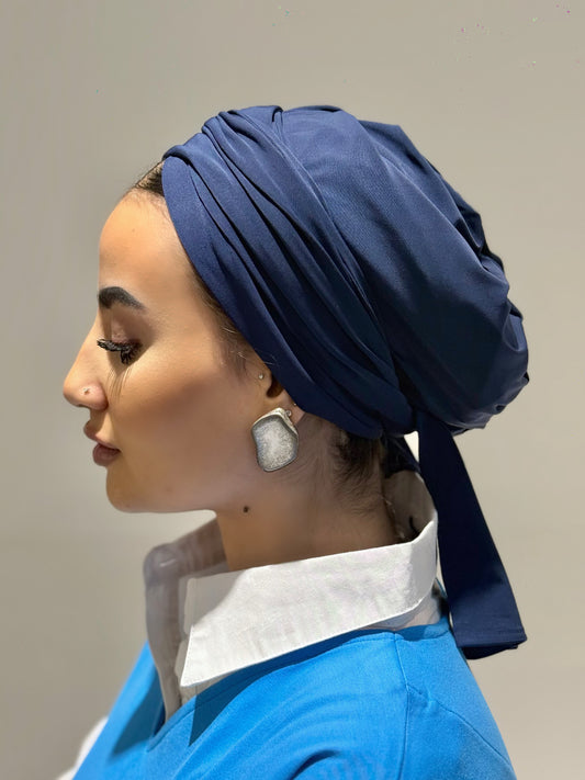 Navy Blue Summer Twist Turban