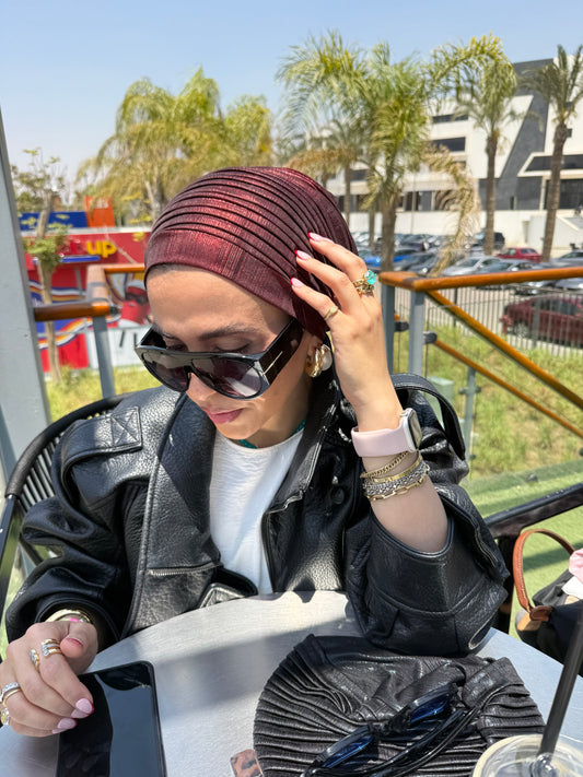 Maroon Whisper Light Shimmer Turban