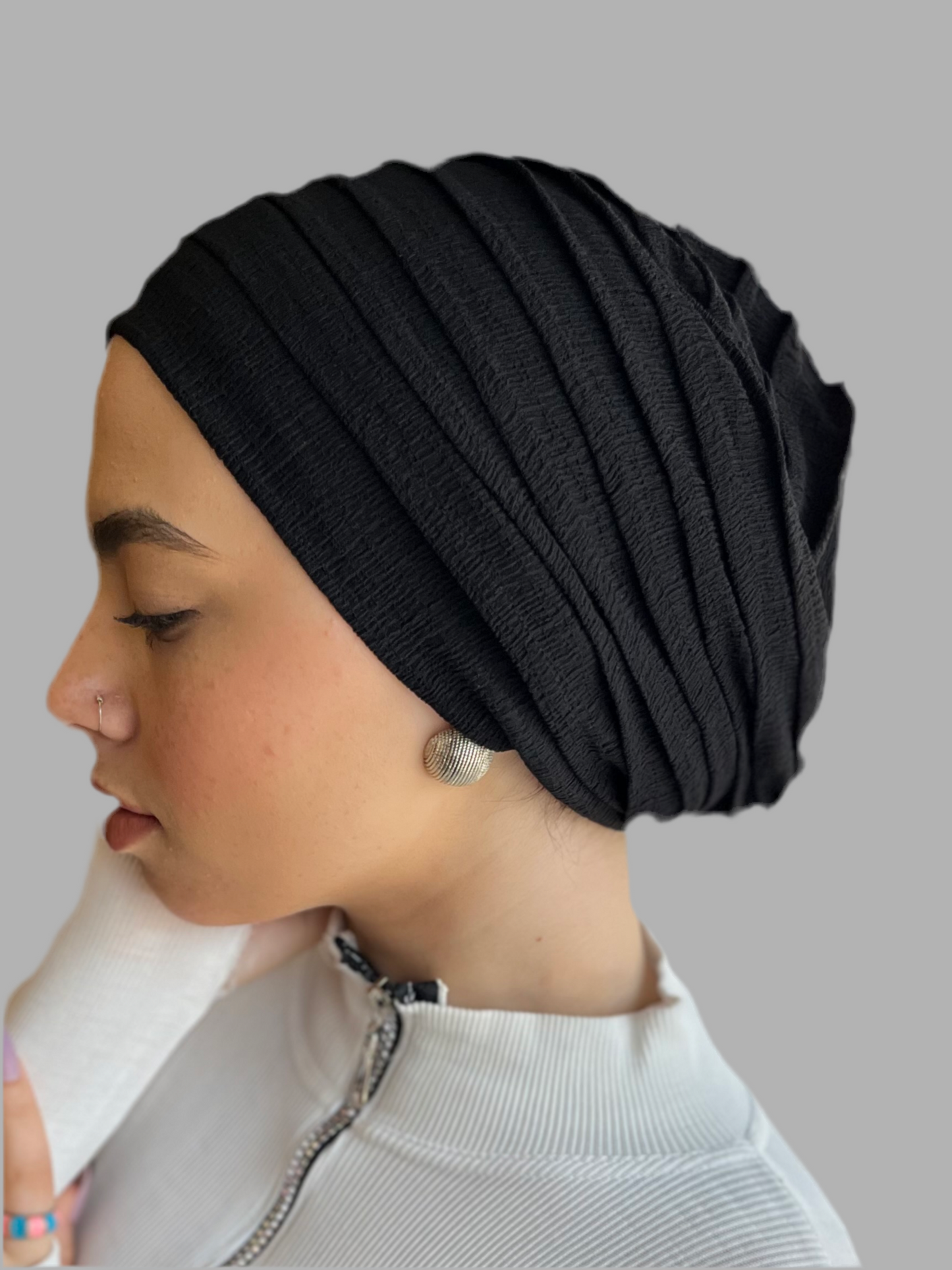 Black Casual Drape Turban (DUAL LOOKS)