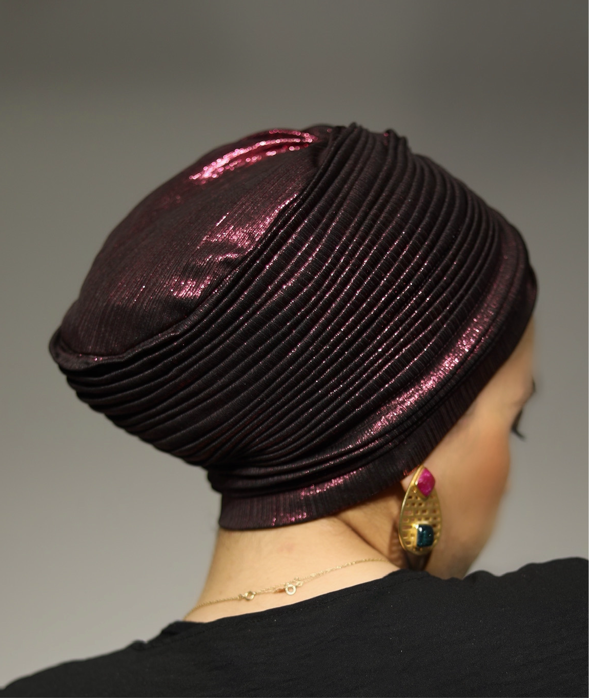 Plum Purple Whisper Drape Turban (DUAL LOOKS)