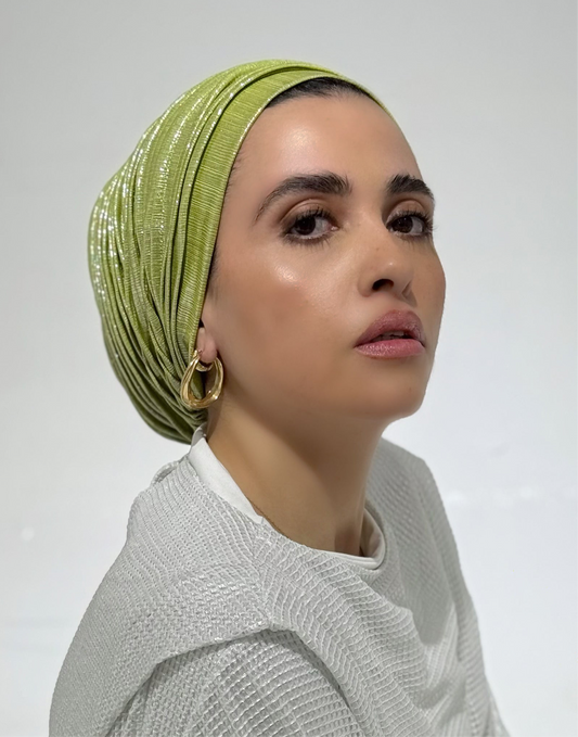 Green Apple Shimmery Whisper Drape Turban