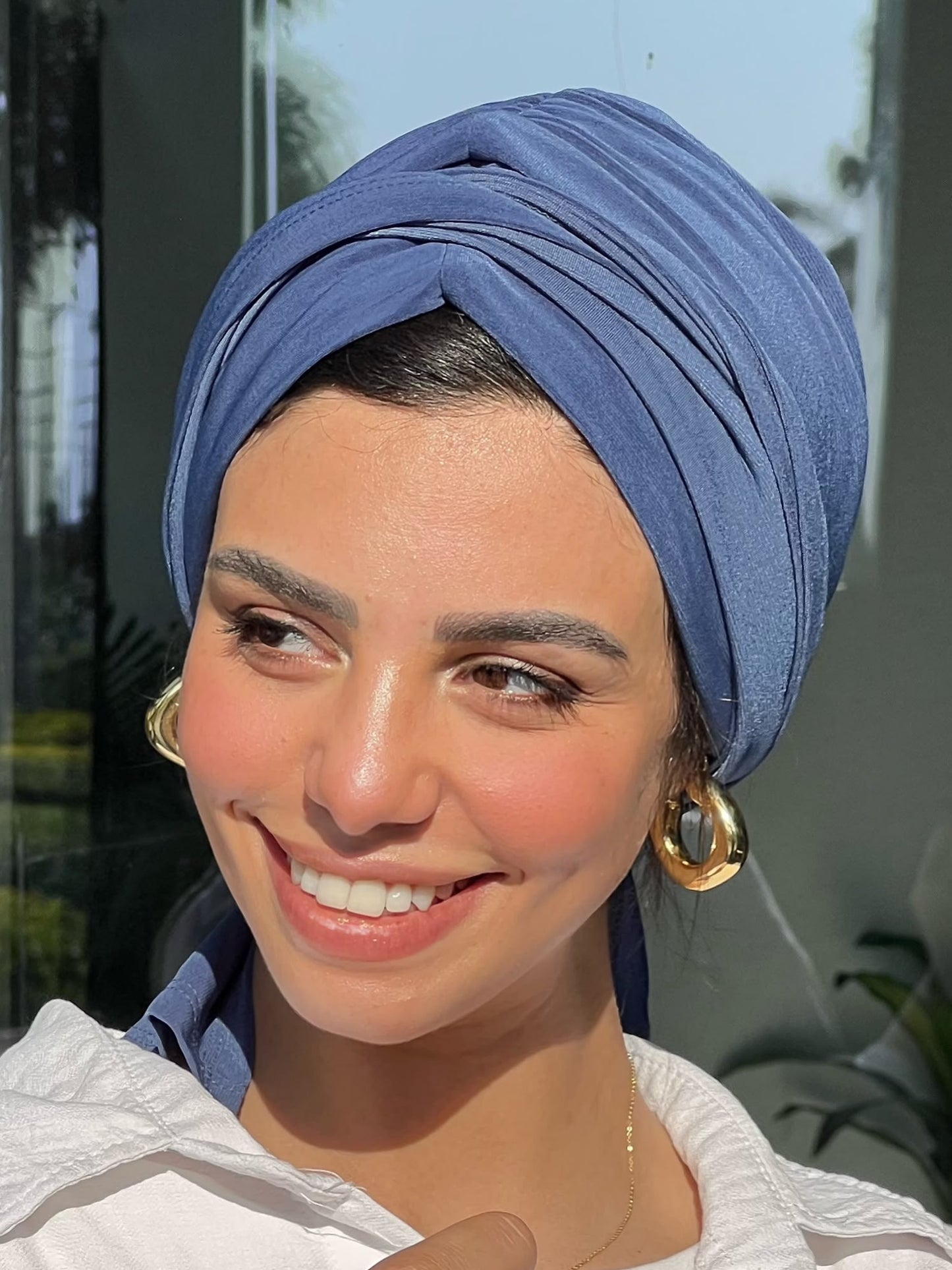 Denim Blue Eclipse Wrap Turban