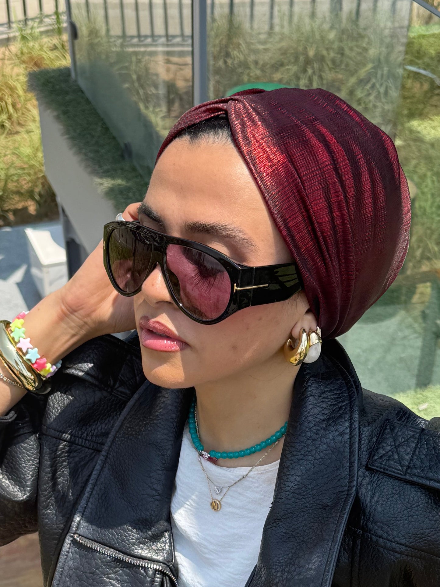 Maroon Classic Light Shimmer Turban