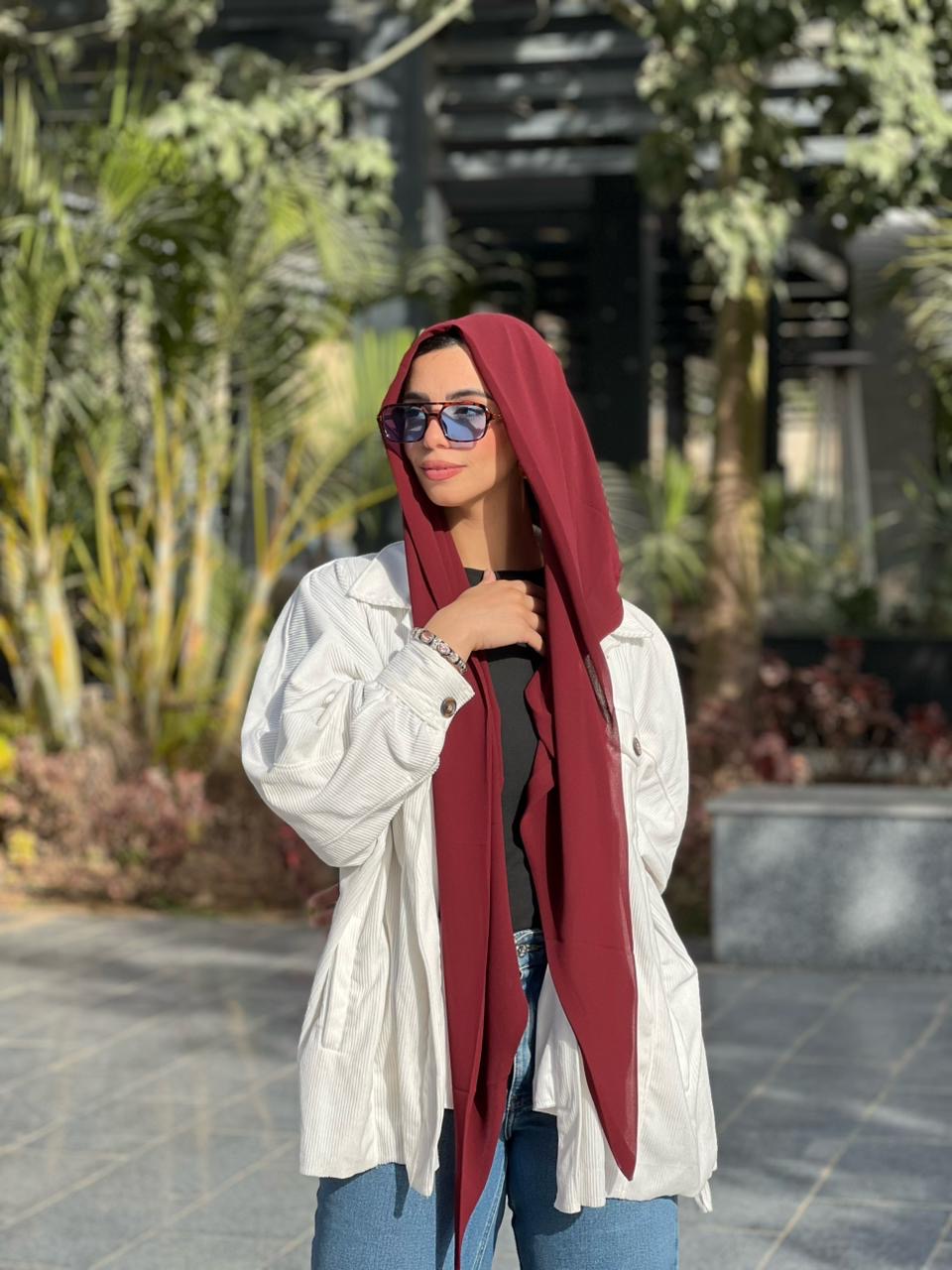 Turkish Double Layer Chiffon Scarf BURGUNDY