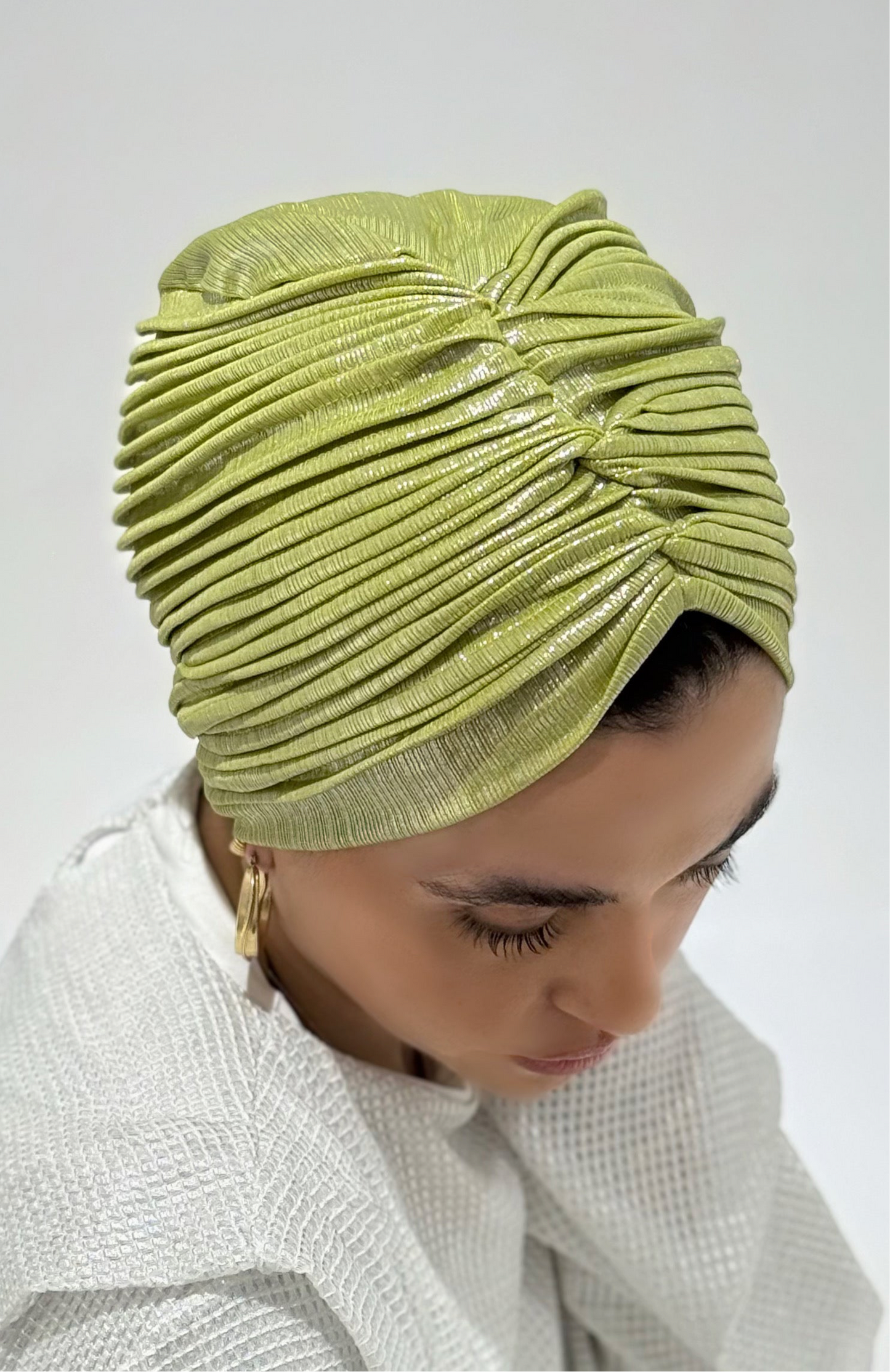 Green Apple Shimmery Whisper Drape Turban