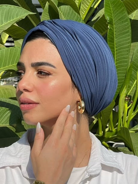 Denim Blue Whisper Drape Turban