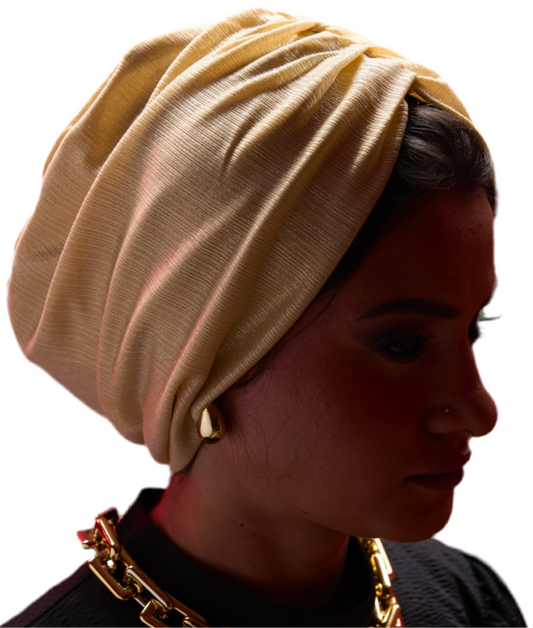 Yellow Gold Classic Drape Turban (DUAL LOOKS)