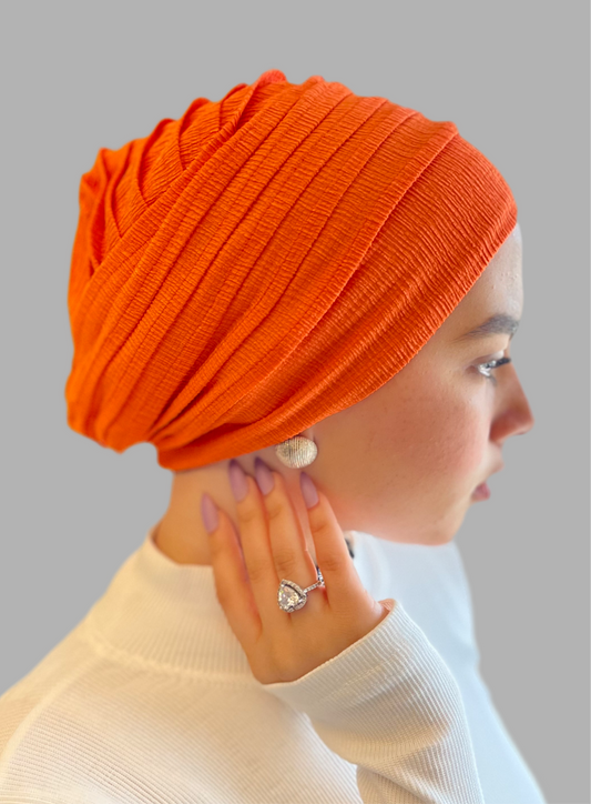 Orange Casual Drape Turban (DUAL LOOKS)