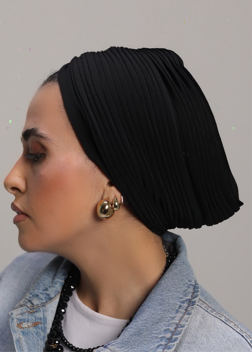 Black Casual Whisper Drape Turban