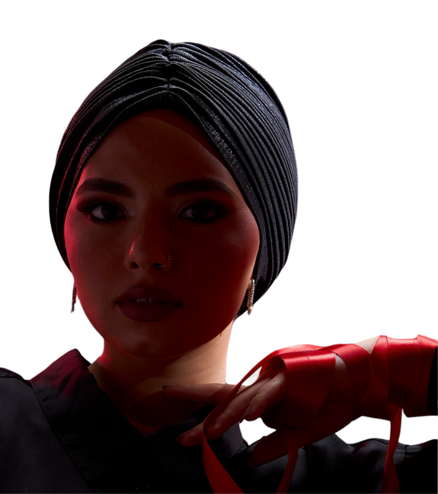 Black Whisper Drape Turban (DUAL LOOKS)