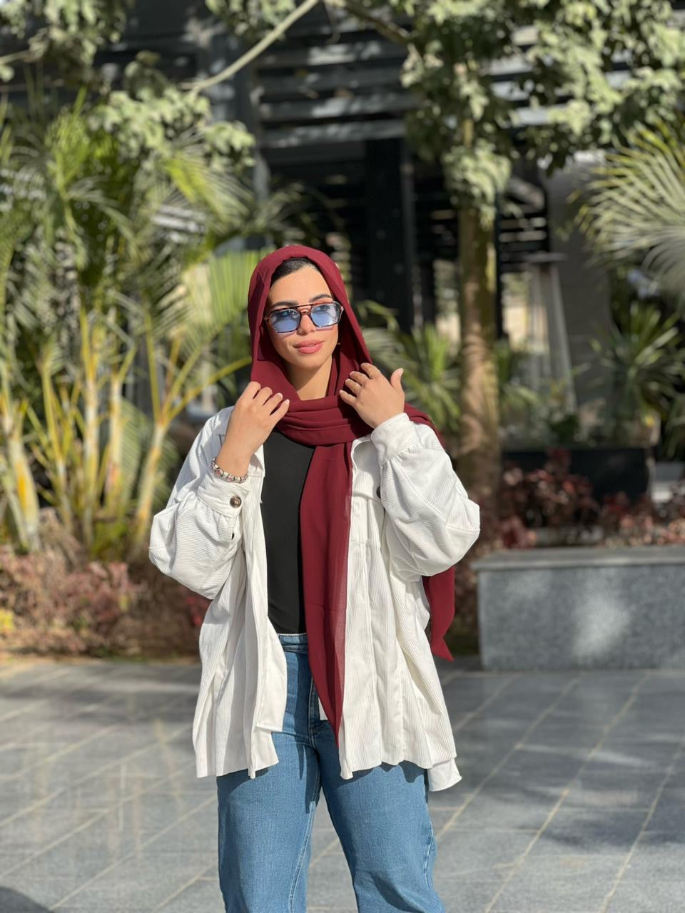 Turkish Double Layer Chiffon Scarf BURGUNDY