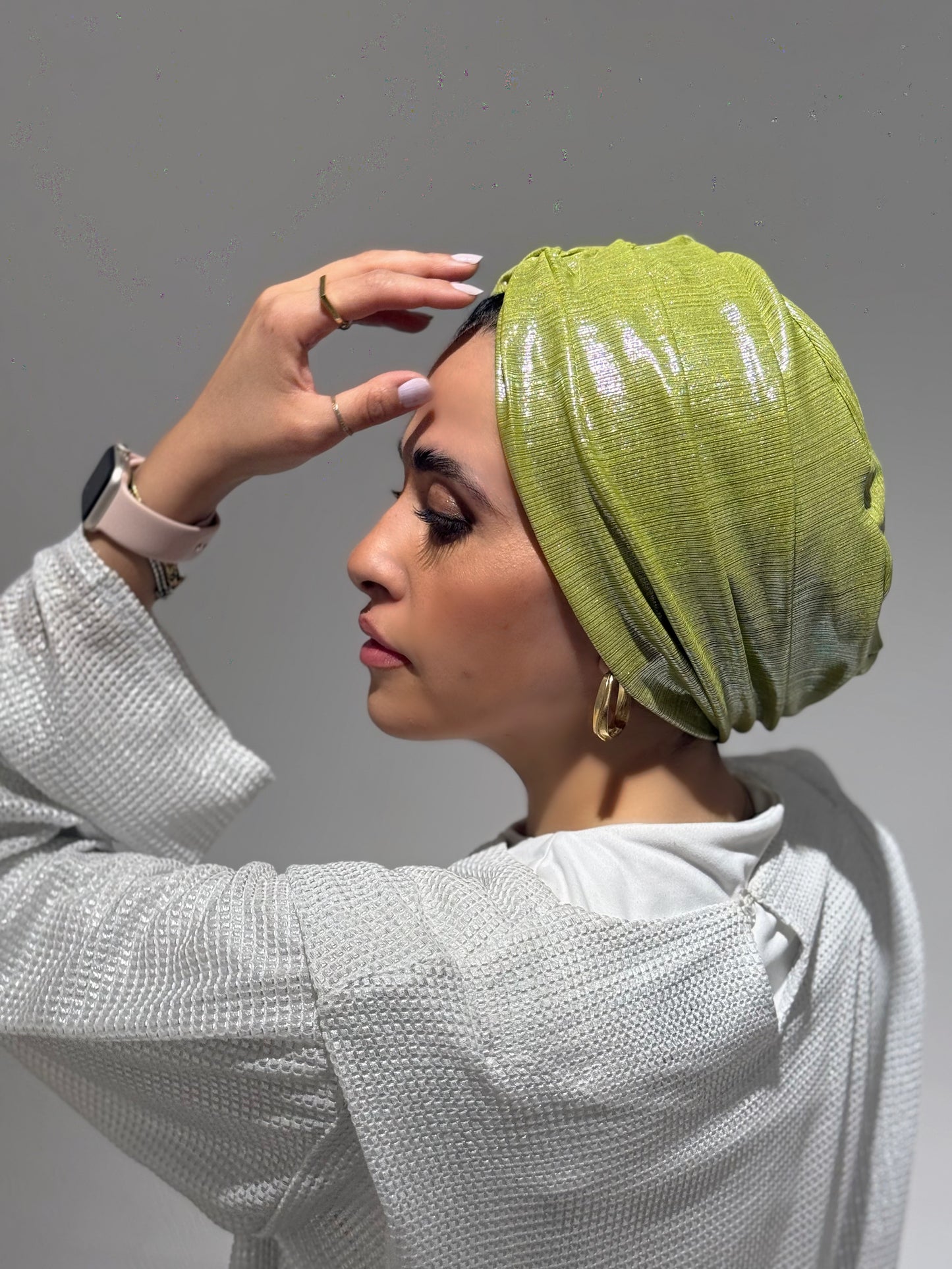 Green Apple Shimmery Classic Drape Turban