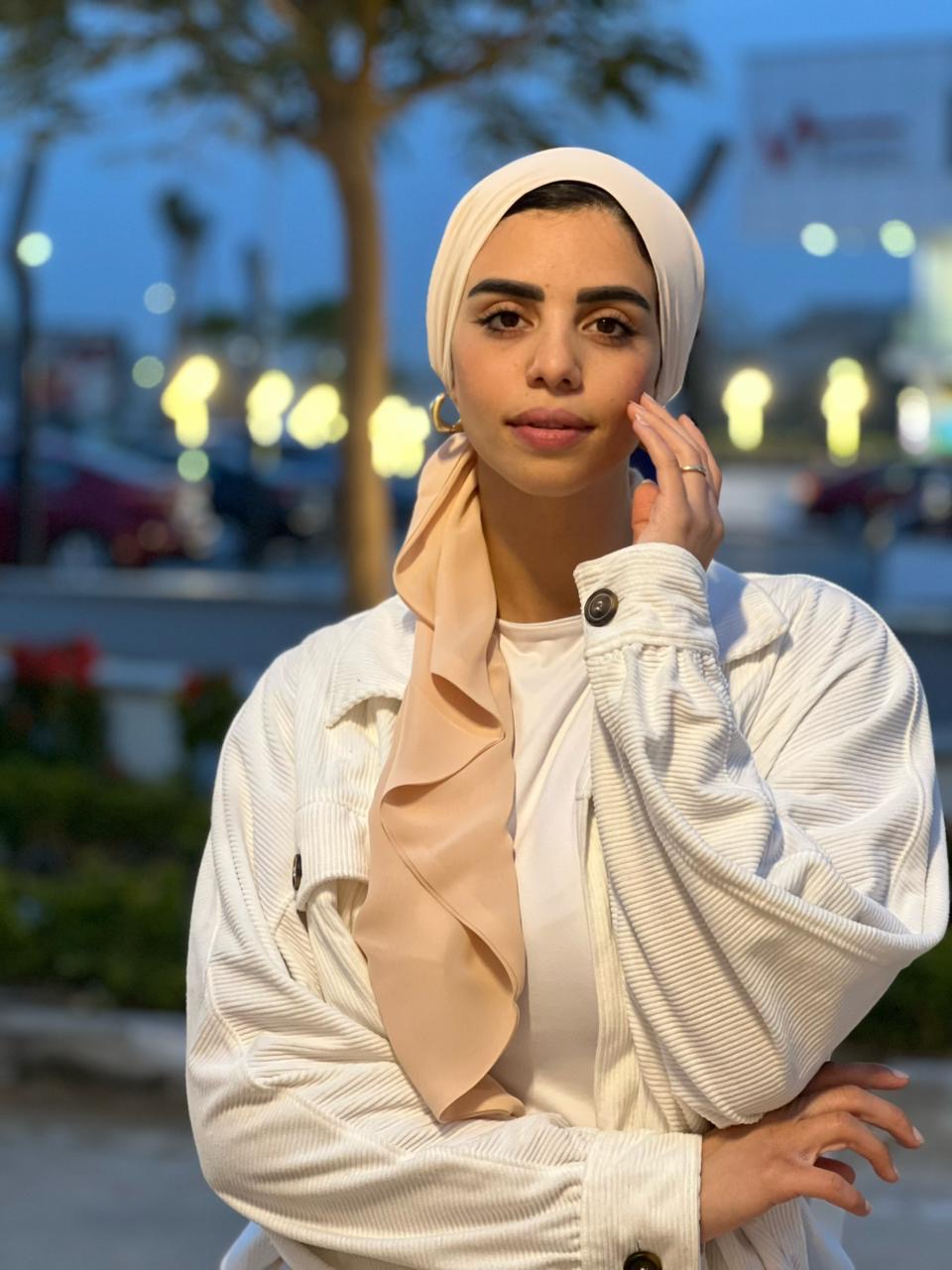 Chiffon Double Layer Crème Scarf