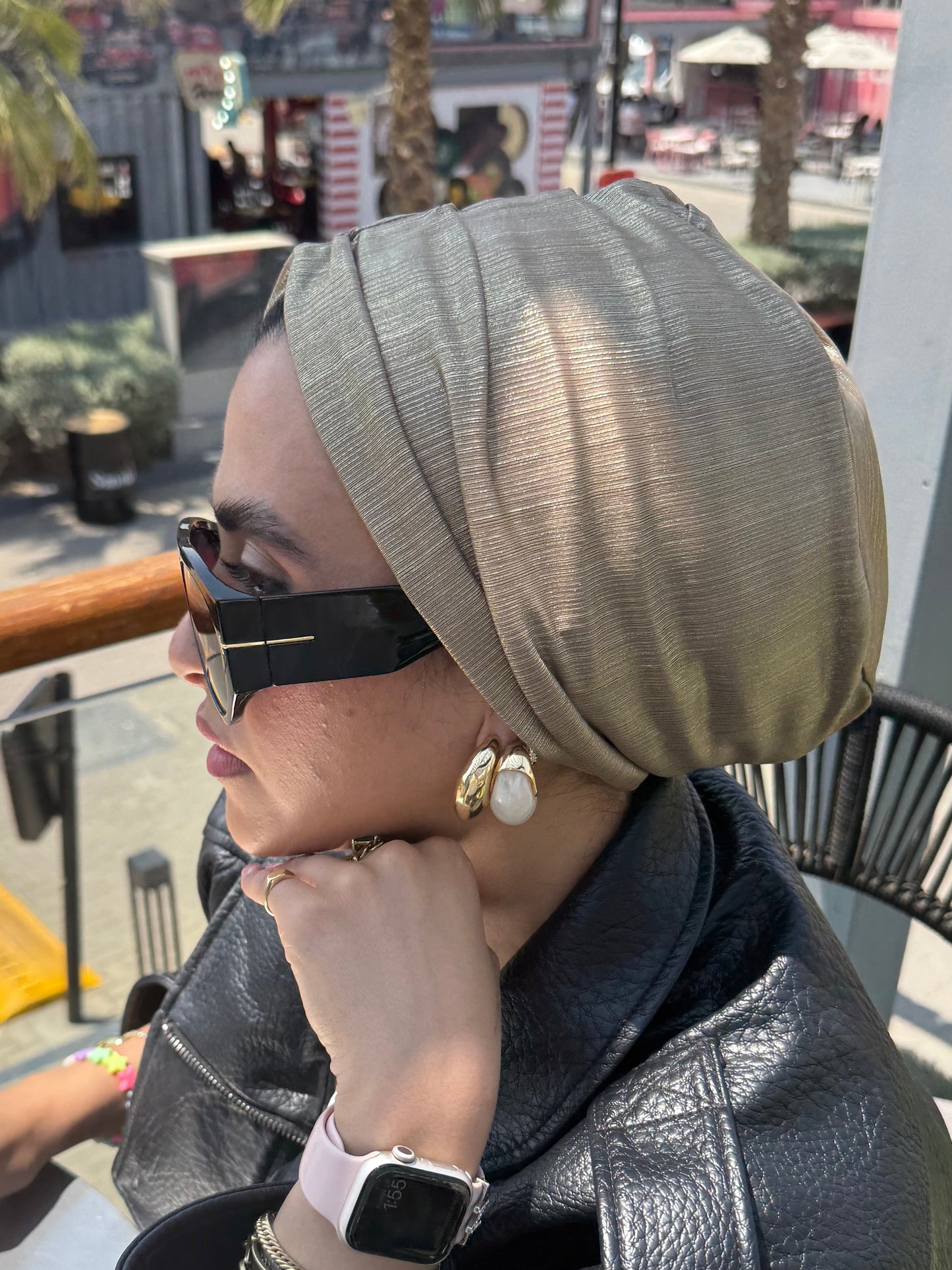 Golden Champagne Classic Light Shimmer Turban