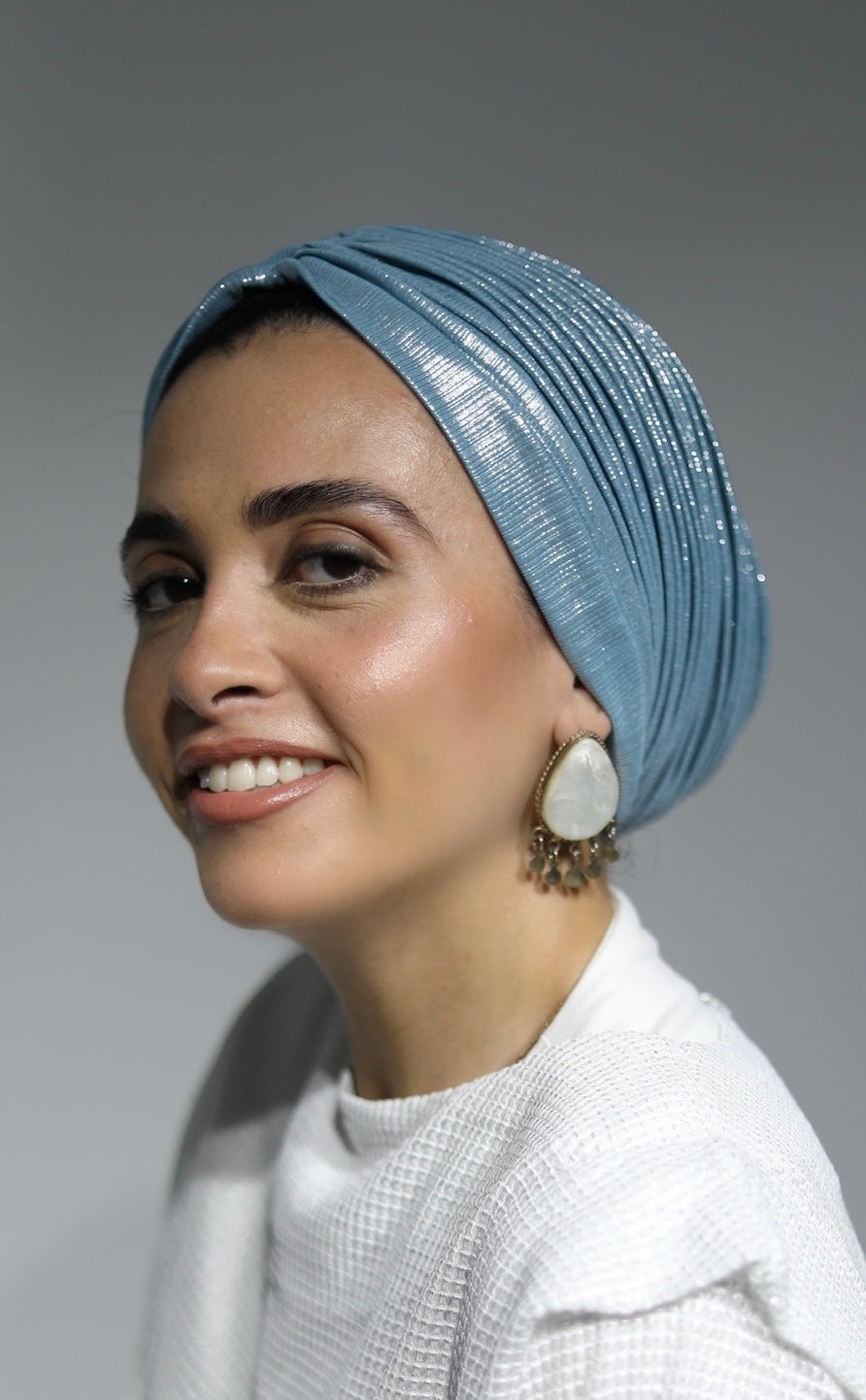 Baby Blue Whisper Drape Turban 💎