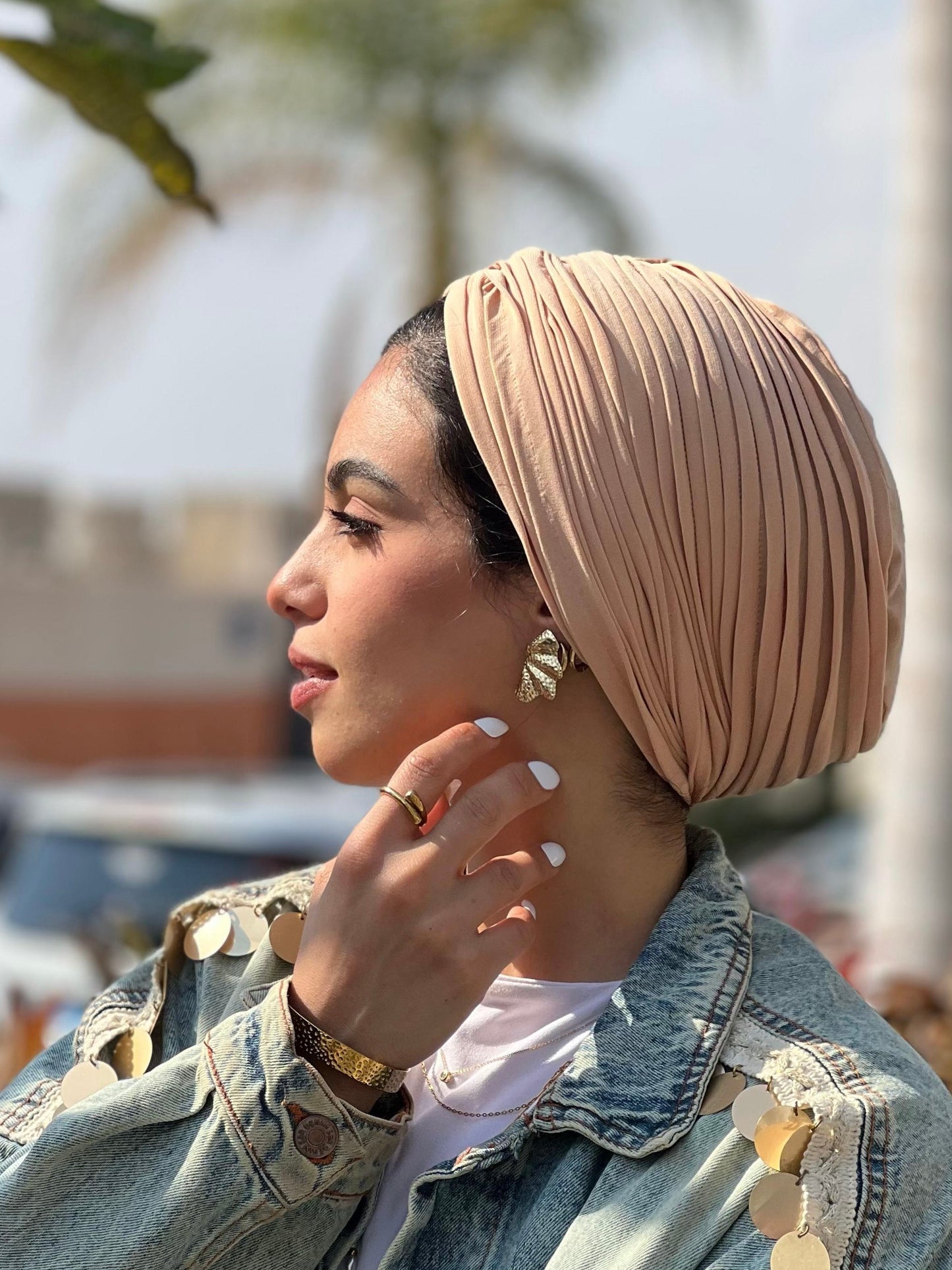 Peach Whisper Drape Turban