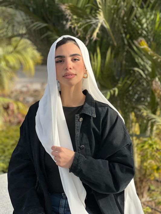 Turkish Double Layer Chiffon White Scarf