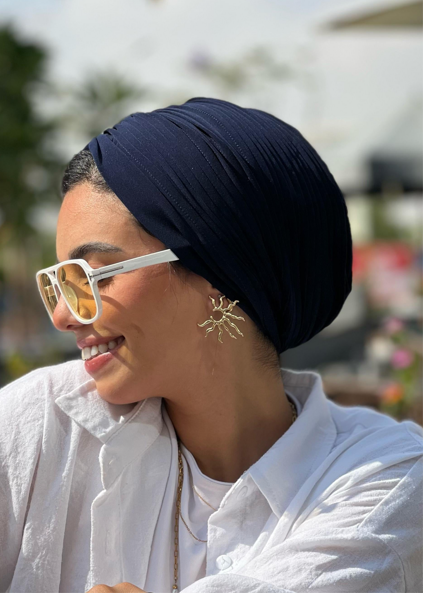 Navy Blue Whisper Drape Turban