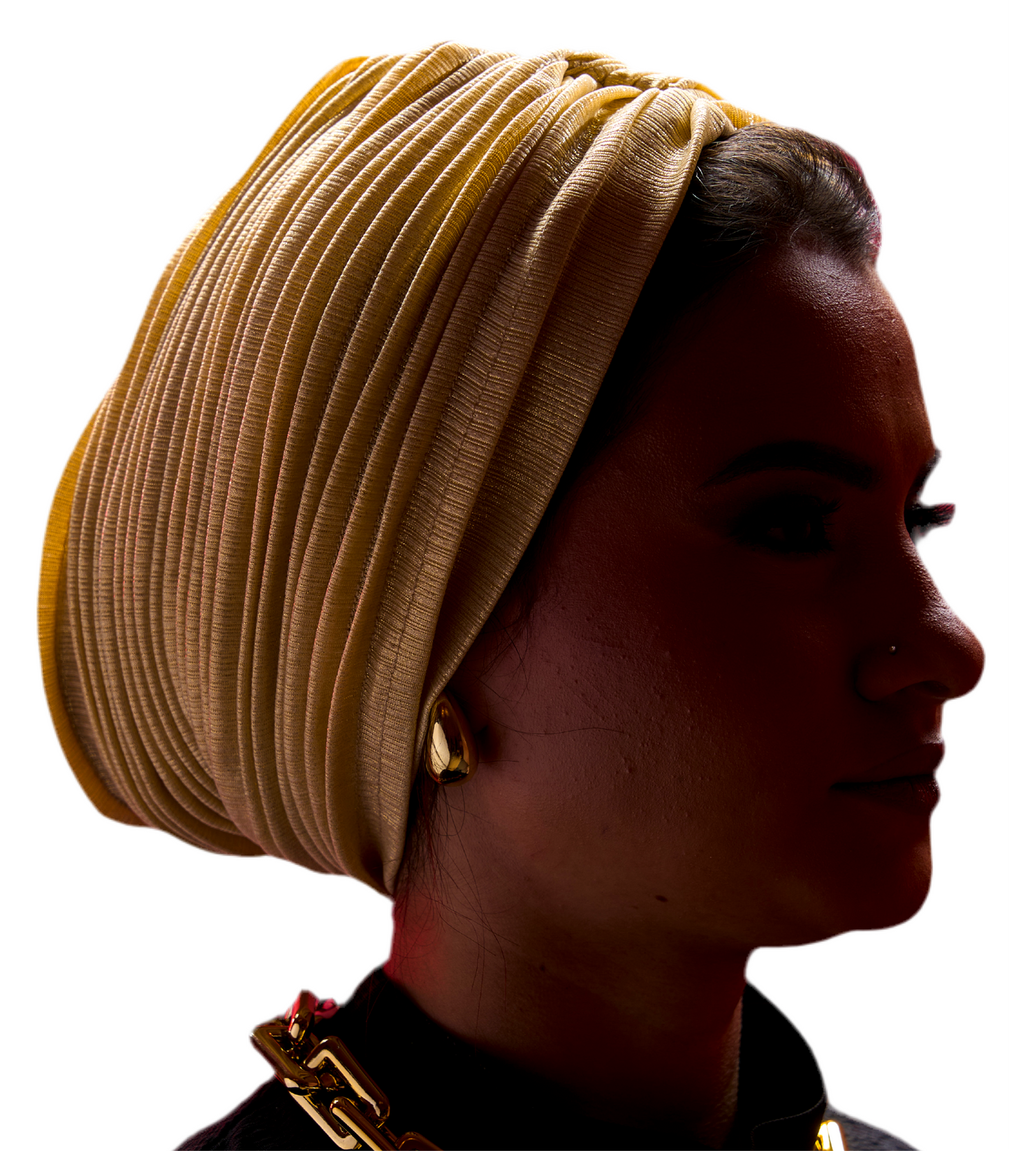 Yellow Gold Whisper Drape Turban (Dual Looks)