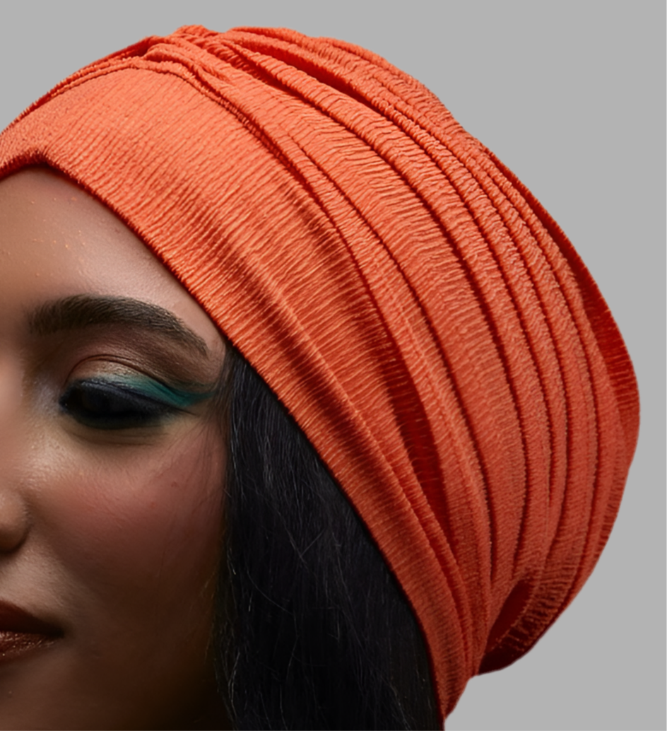 Orange Casual Drape Turban (DUAL LOOKS)