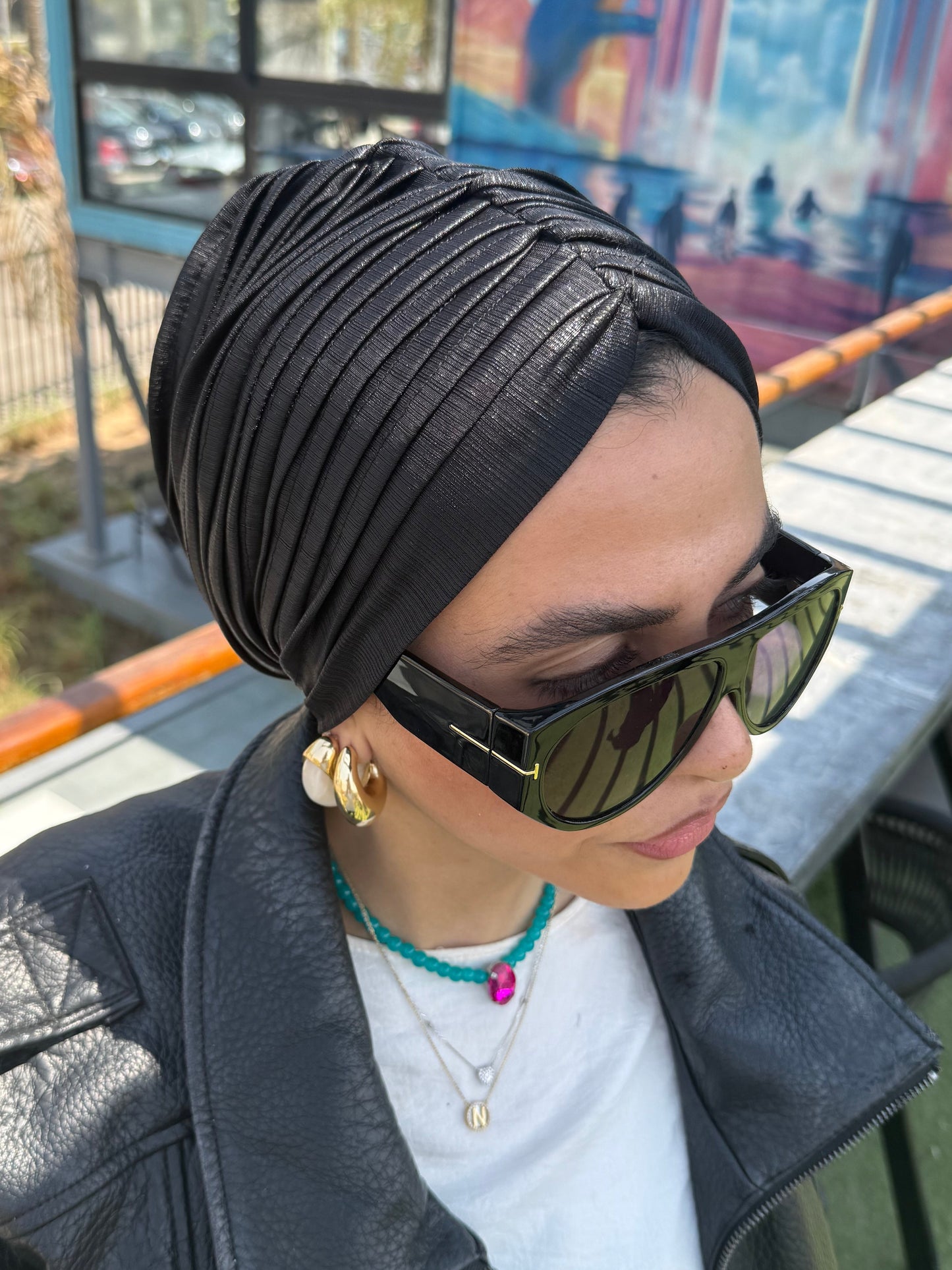 Black Whisper Light Shimmer Turban
